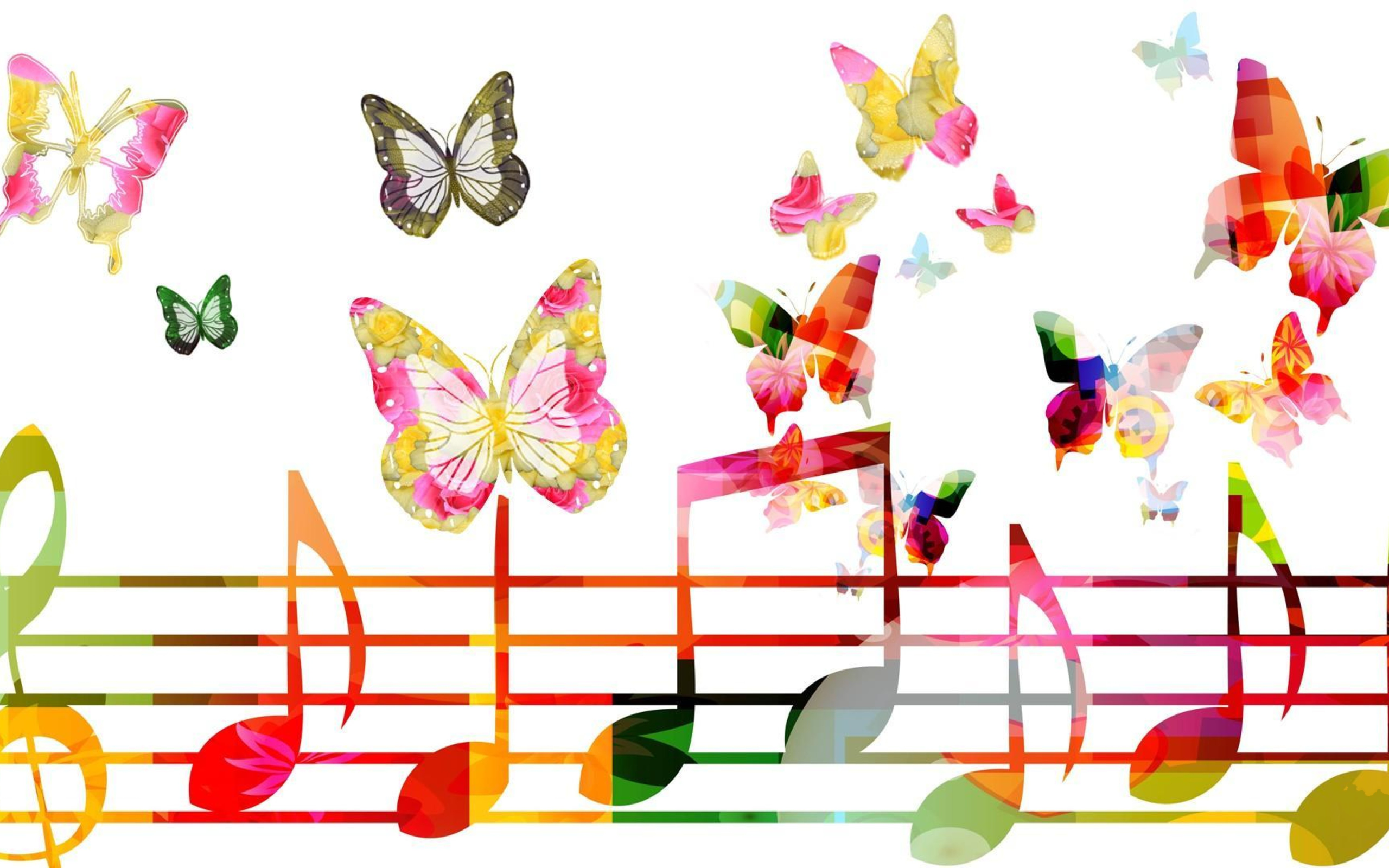 Abstract Music Musical Note Butterfly Colors Colorful 2560x1600