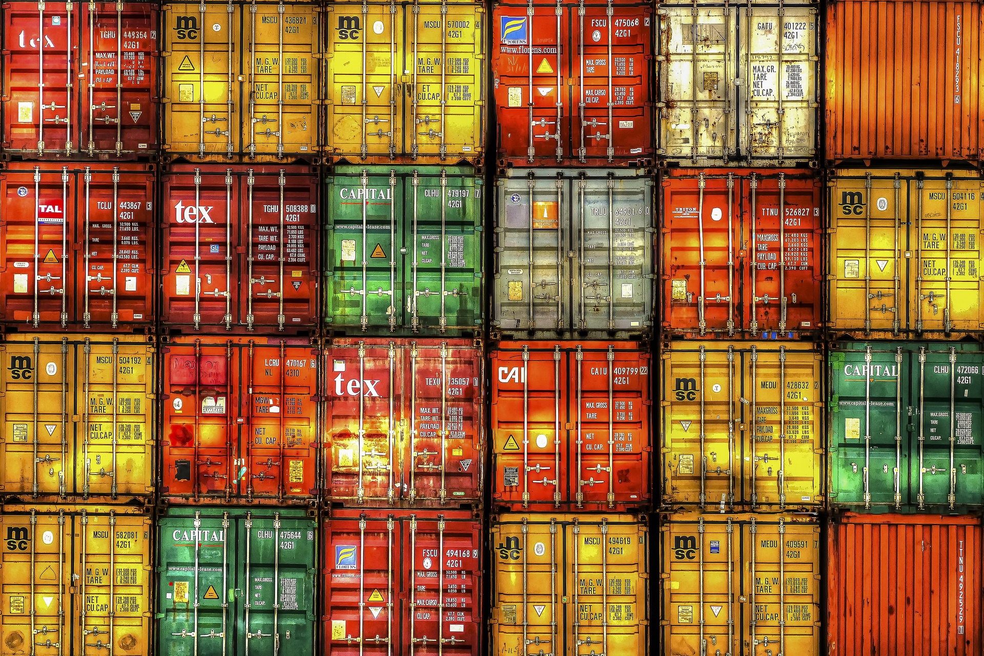 Colorful Containers Yellow Green Red Square 1920x1280
