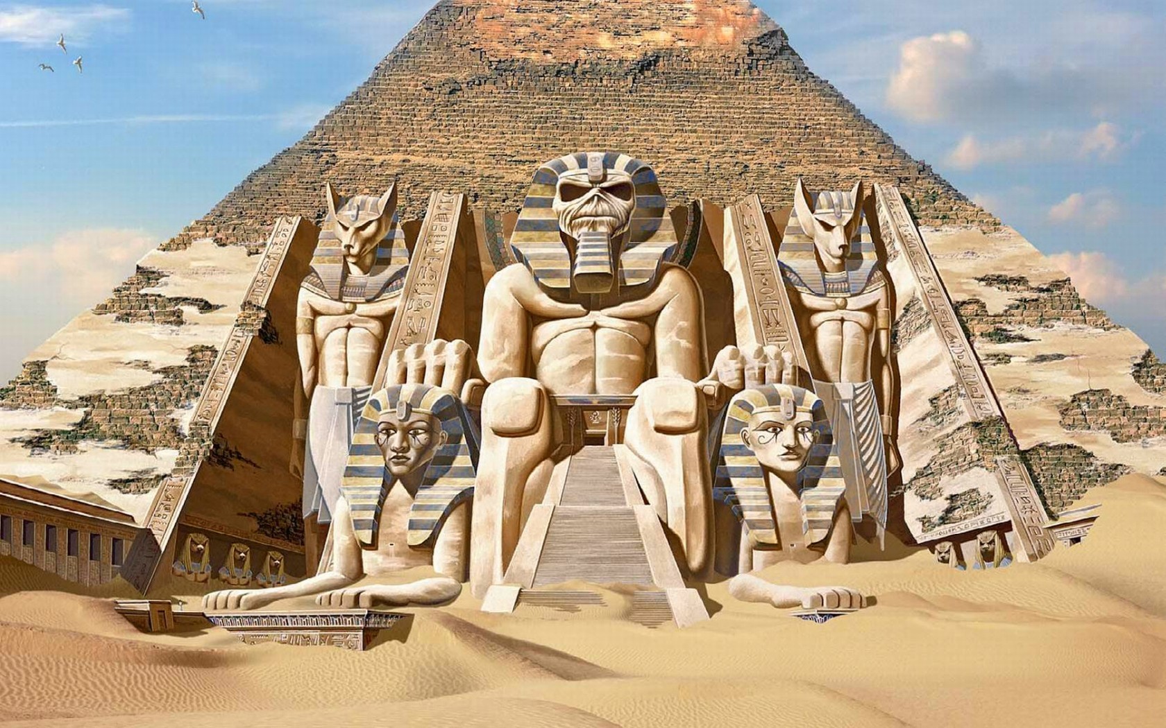 Iron Maiden Album Covers Egypt Pyramid Fantasy Art Eddie Band Mascot 1680x1050