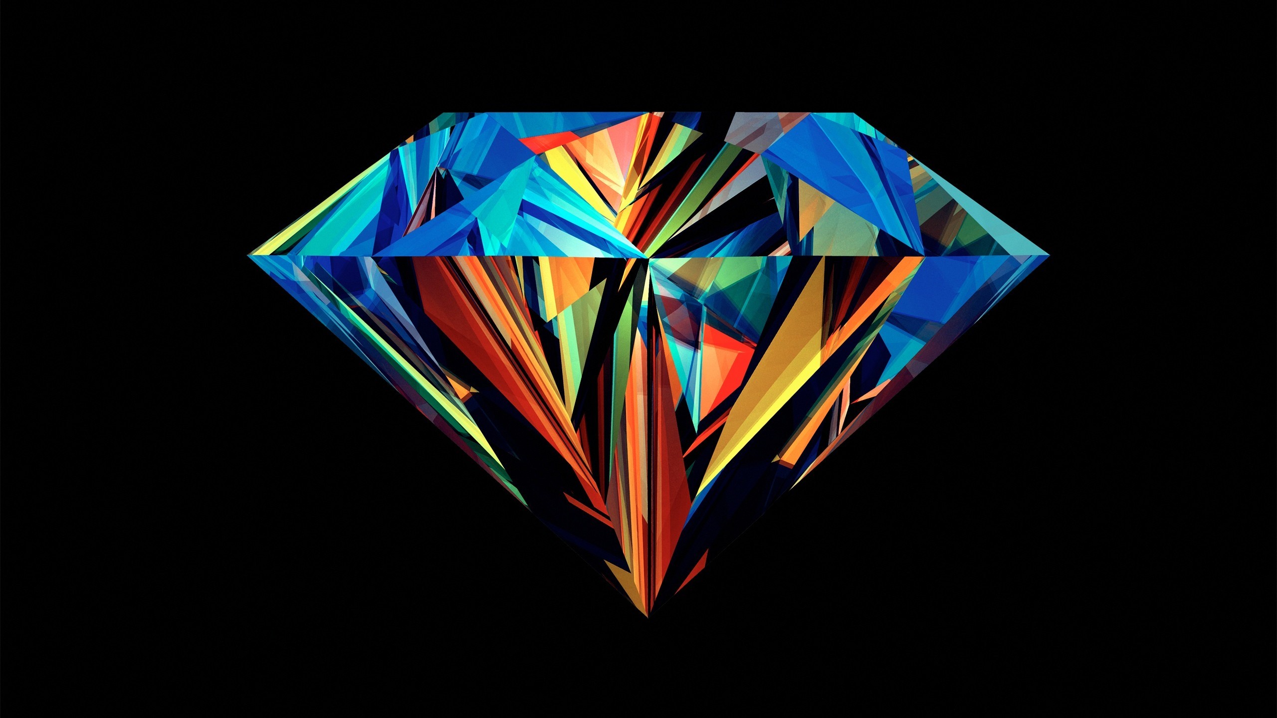 Colorful Abstract Justin Maller Diamonds Facets Black Background Simple 2560x1440