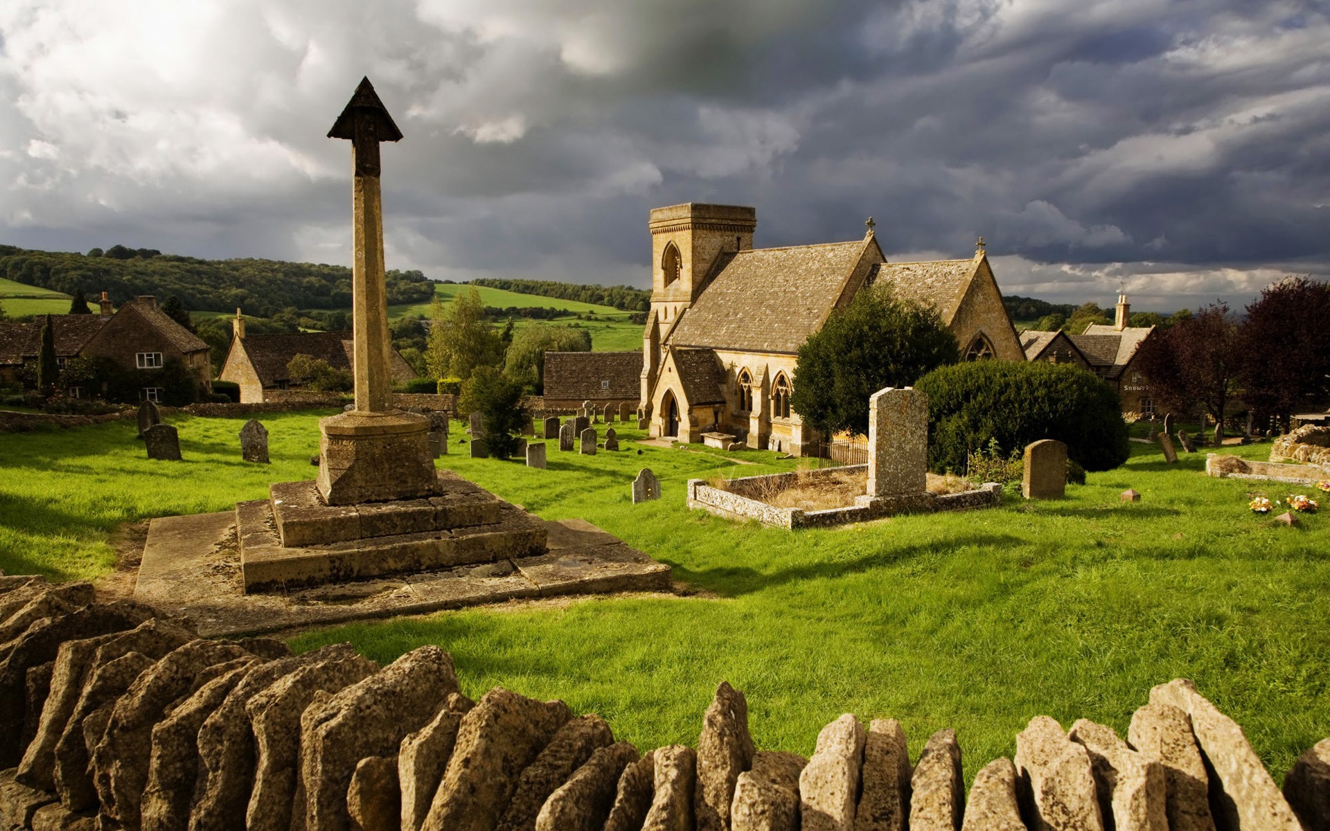Church Graveyards England Village Landscape 1920x1200