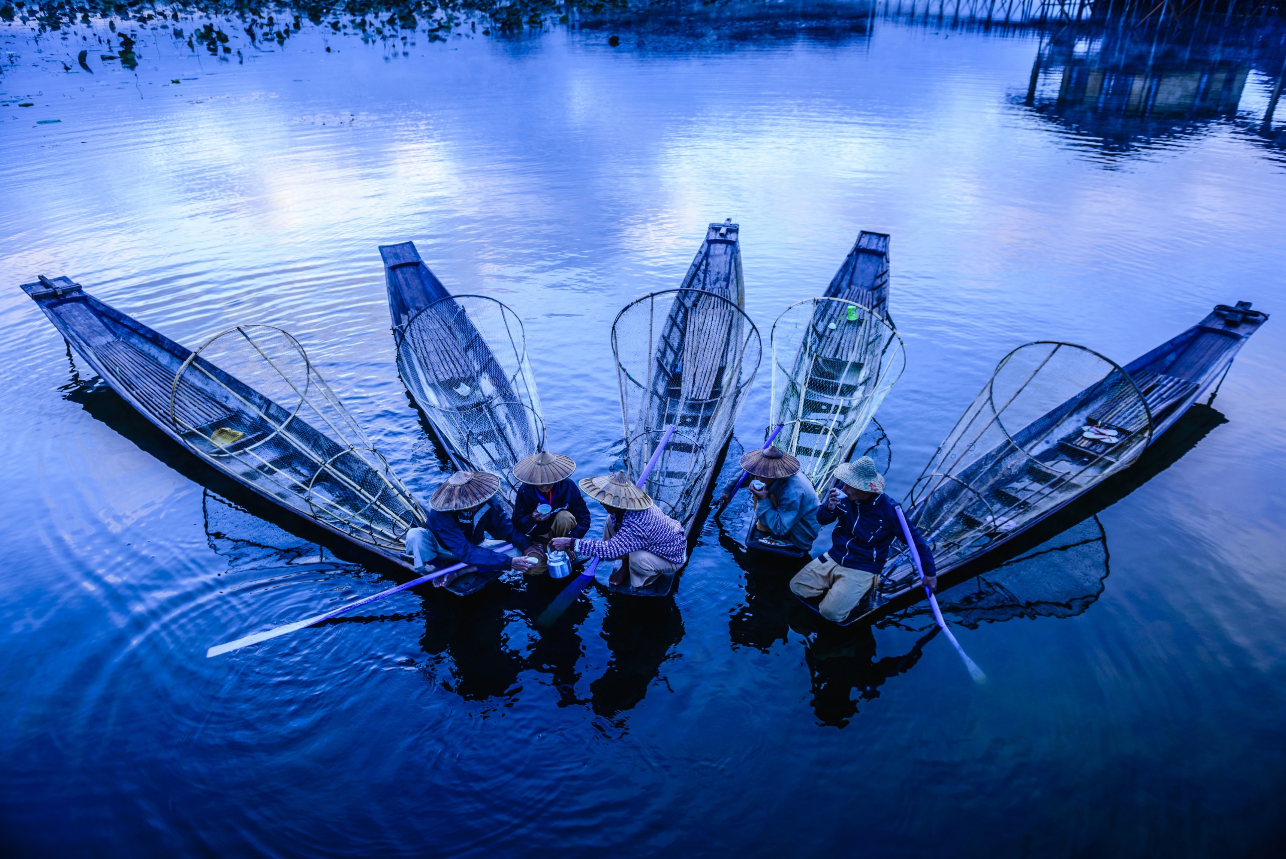 Asia Fishermen Water Boat 2560x1709