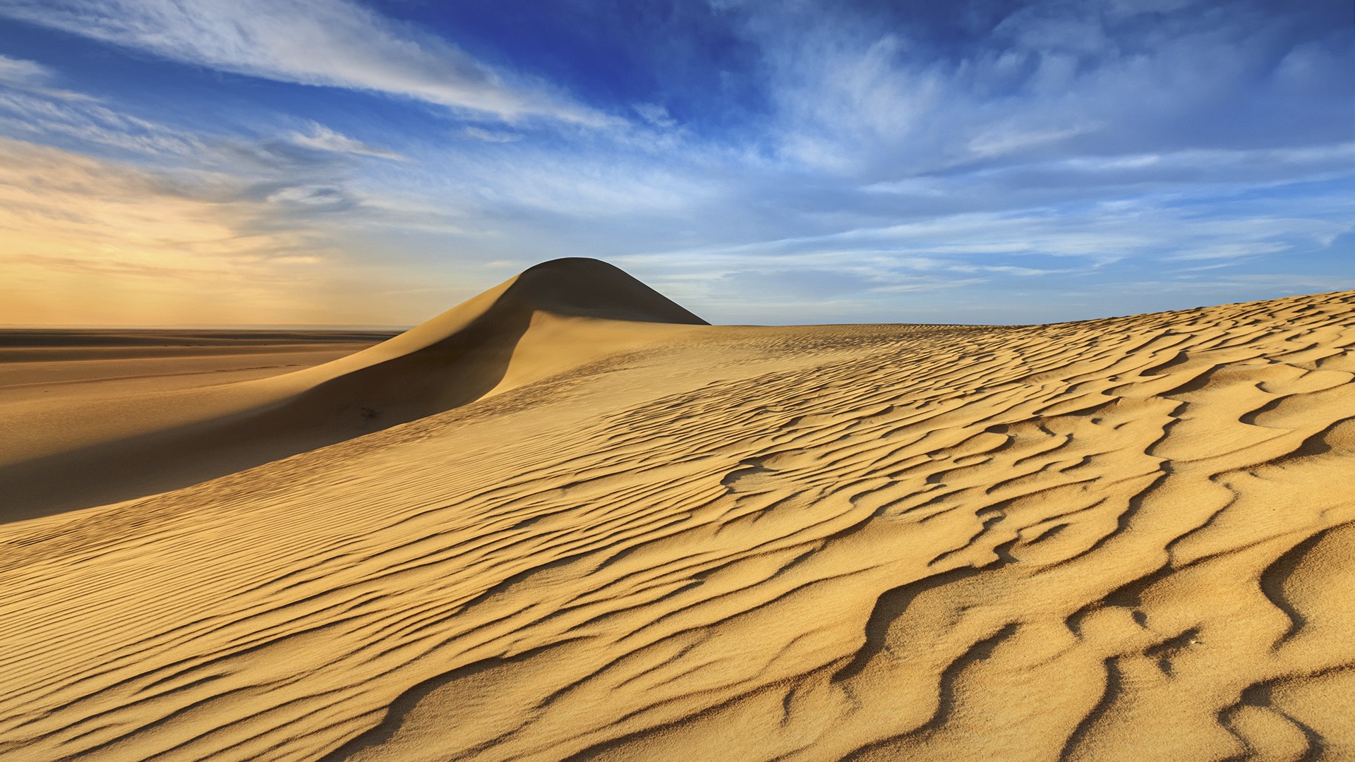 Nature Landscape Clouds Dunes Desert Sand Sand Ripples Sky Sunset Sahara Egypt 1920x1080