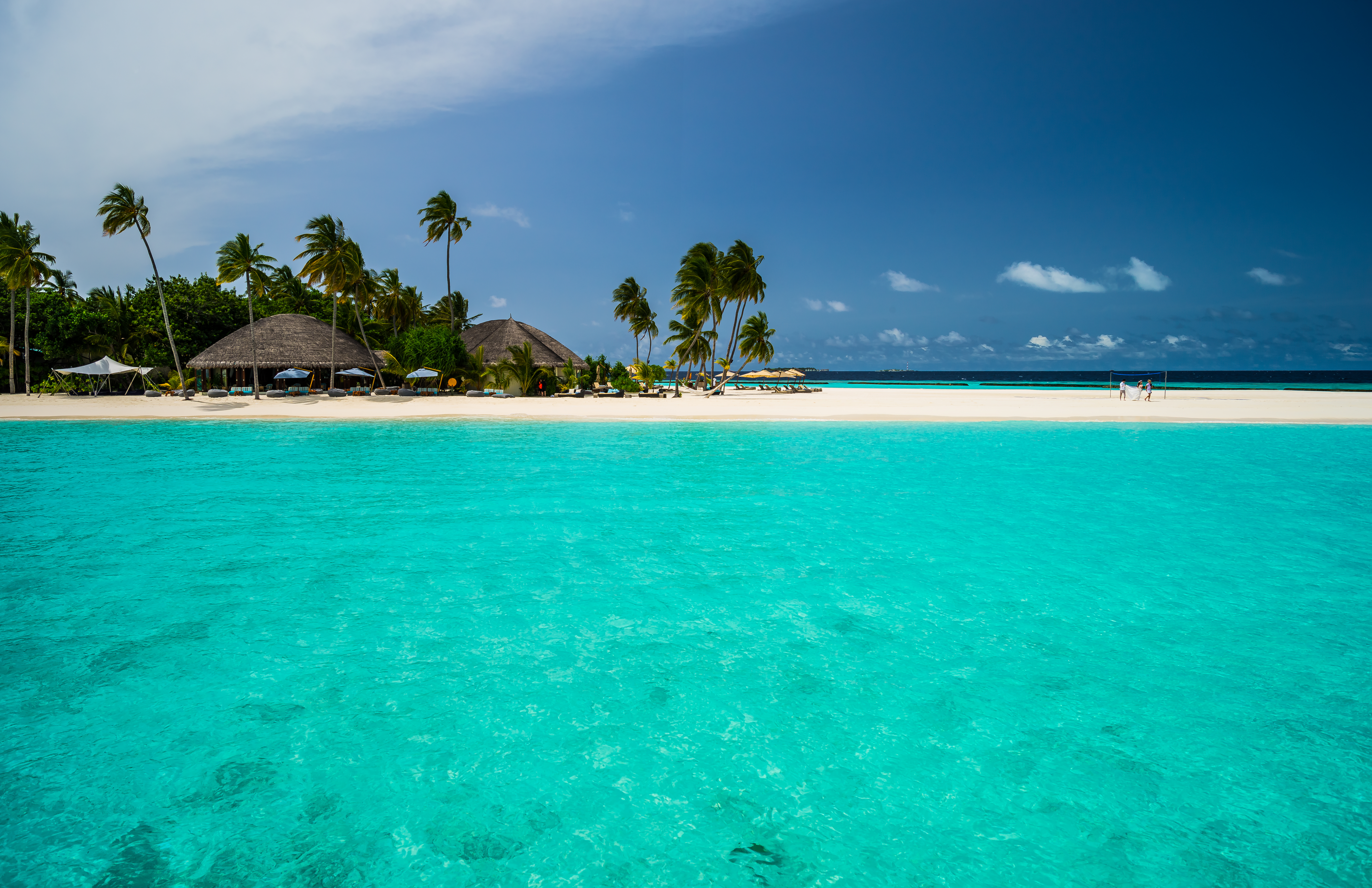 Constance Halaveli Resort Maldives Tropics Seaside Sea Atoll Lagoon Beach Palm Tree Holiday 7308x4730