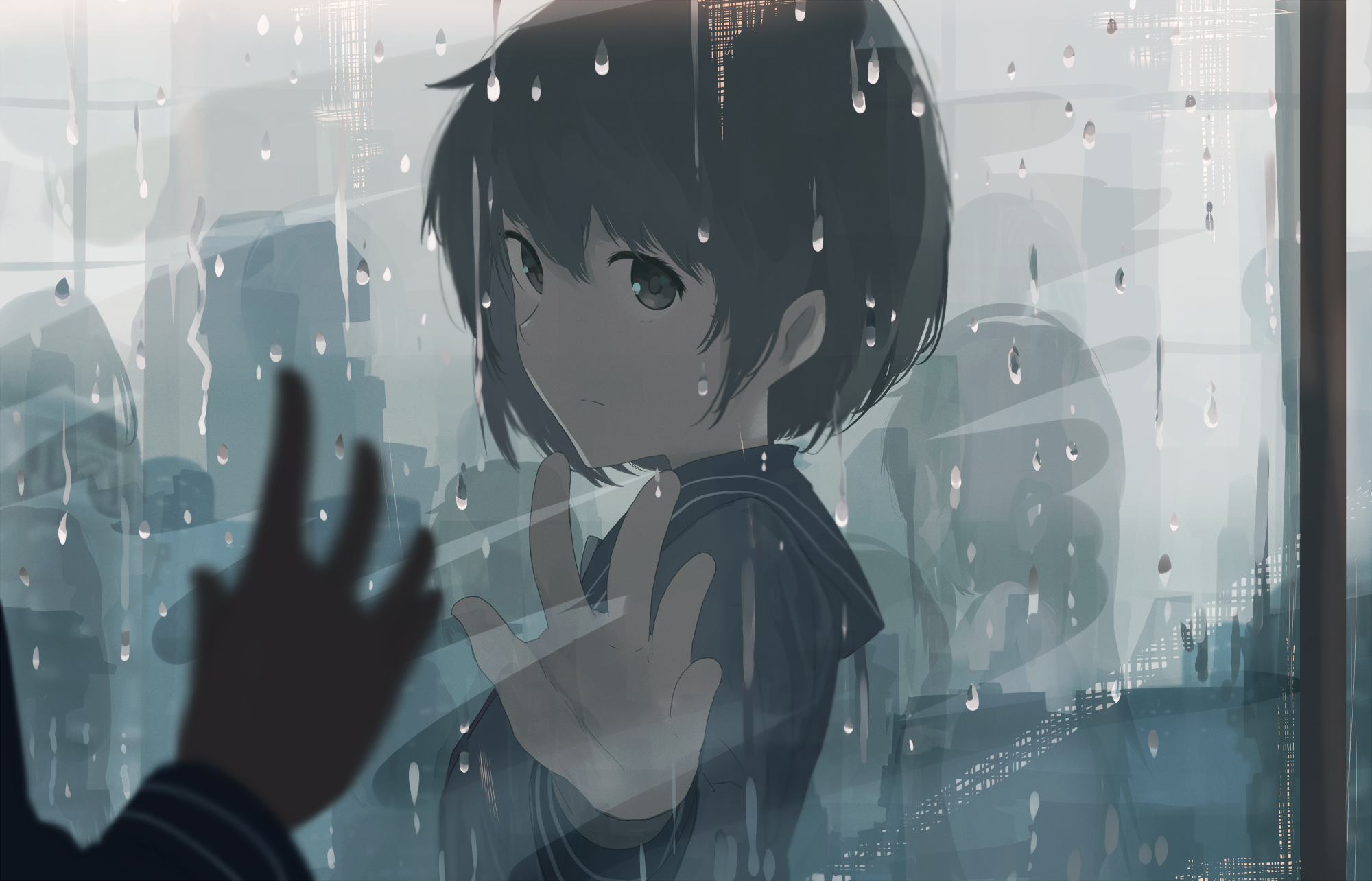 Anime Girls Reflection Raindrop 2000x1284