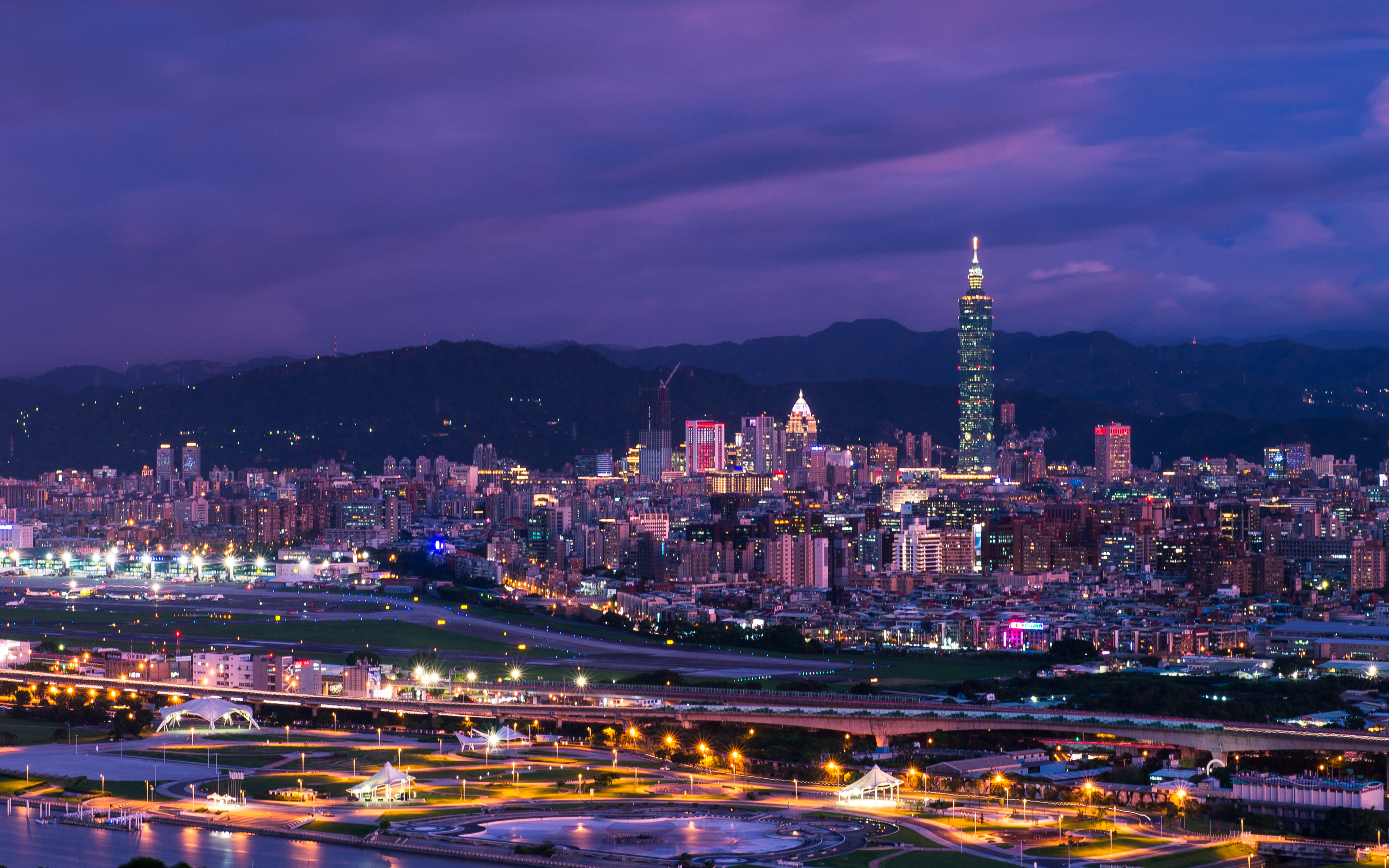 Light Skyscraper Night Taipei Taiwan City Cityscape China 3840x2400