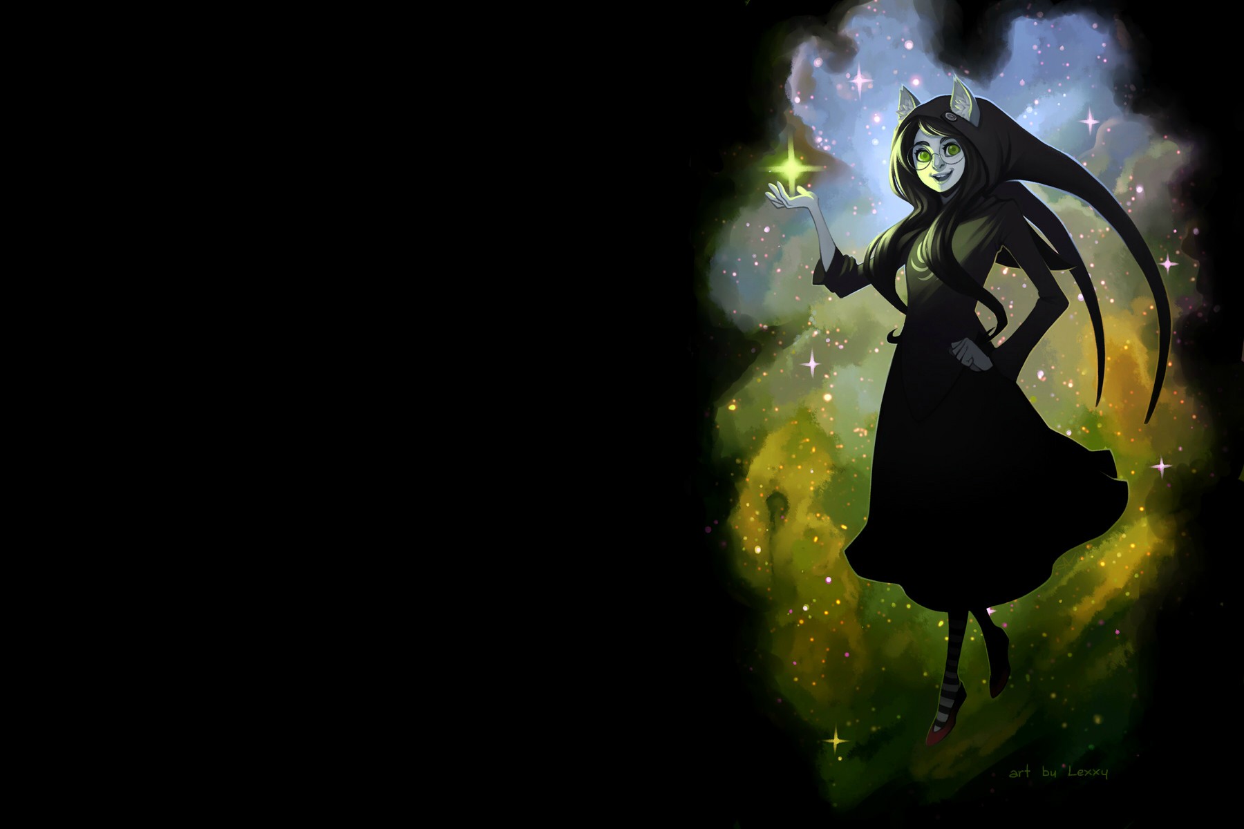 Homestuck Jade Harley Witch Dress Green Eyes Galaxy God Tier Outfit Witch Of Space Aspect Glowing 1800x1200