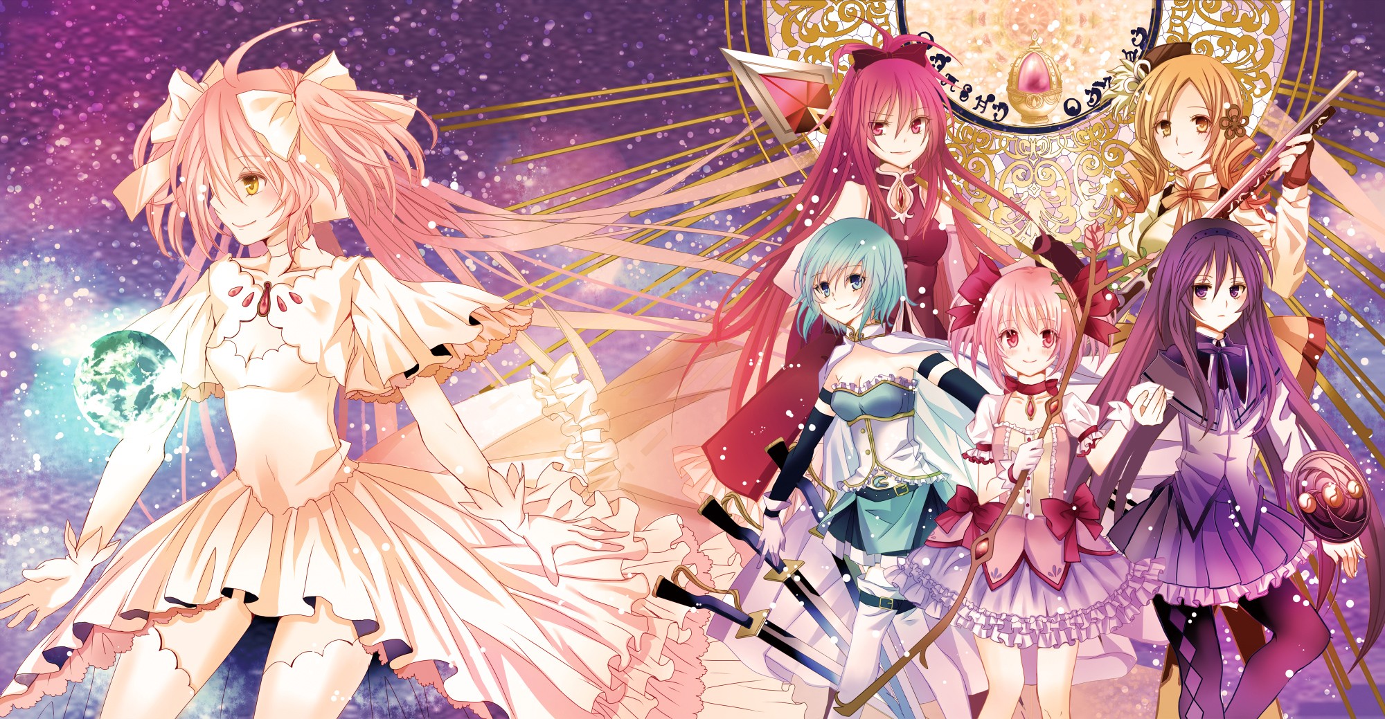 Mahou Shoujo Madoka Magica Kaname Madoka Tomoe Mami Akemi Homura Sakura Kyoko Miki Sayaka 2000x1039