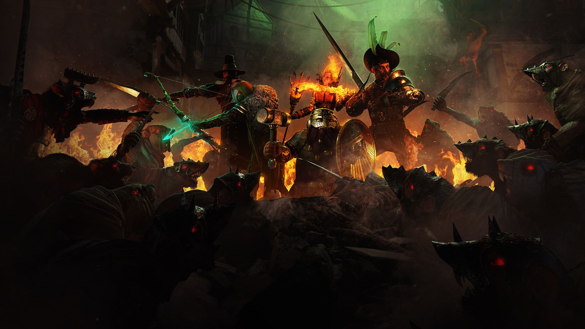 Warhammer Vermintide 2 Video Games Video Game Art Bow And Arrow Wizard Rats Sword Battle Shield Hamm 1920x1080