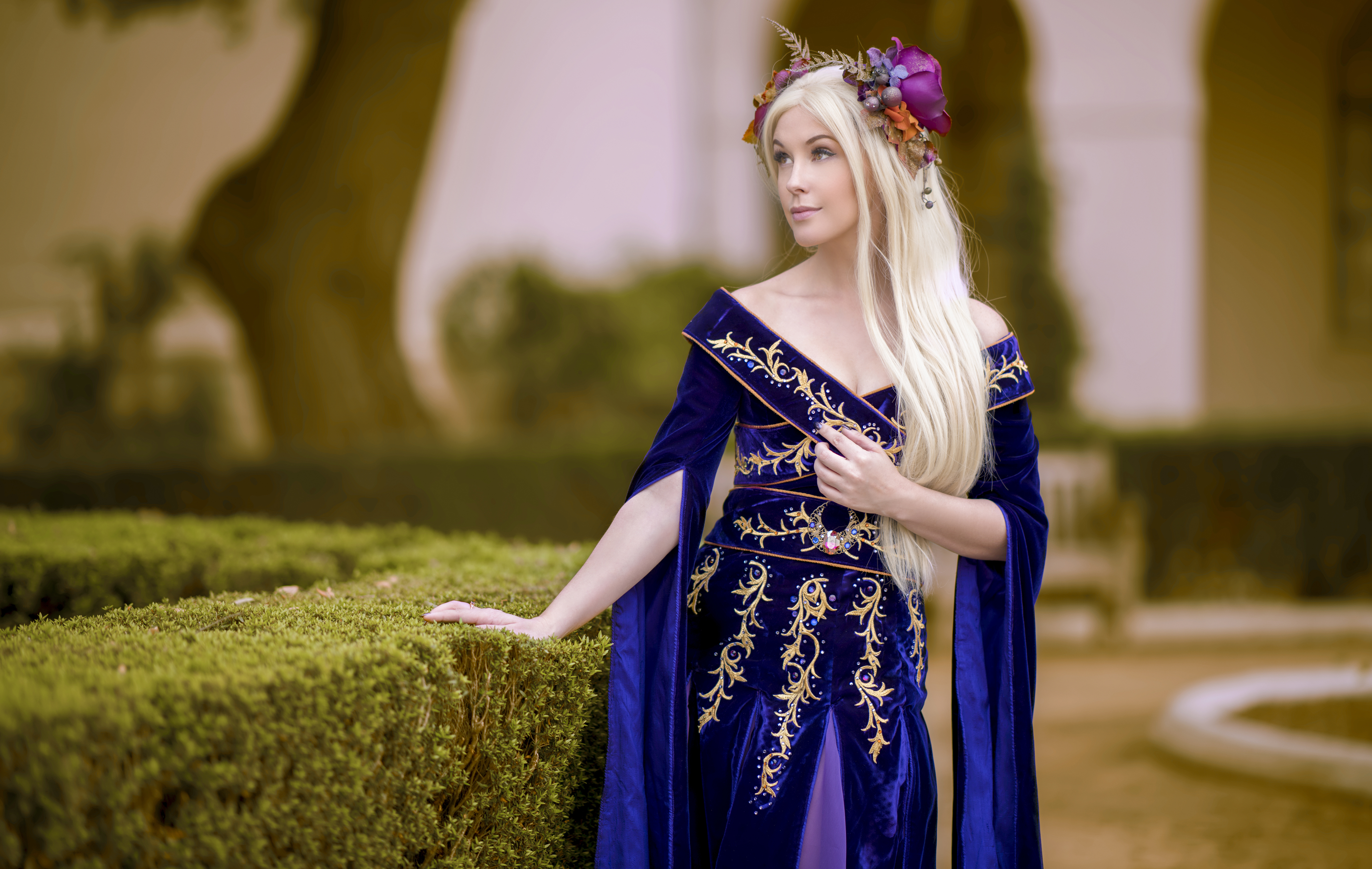 Fantasy Girl Purple Clothing Women Blonde Queen Royalty 4954x3139