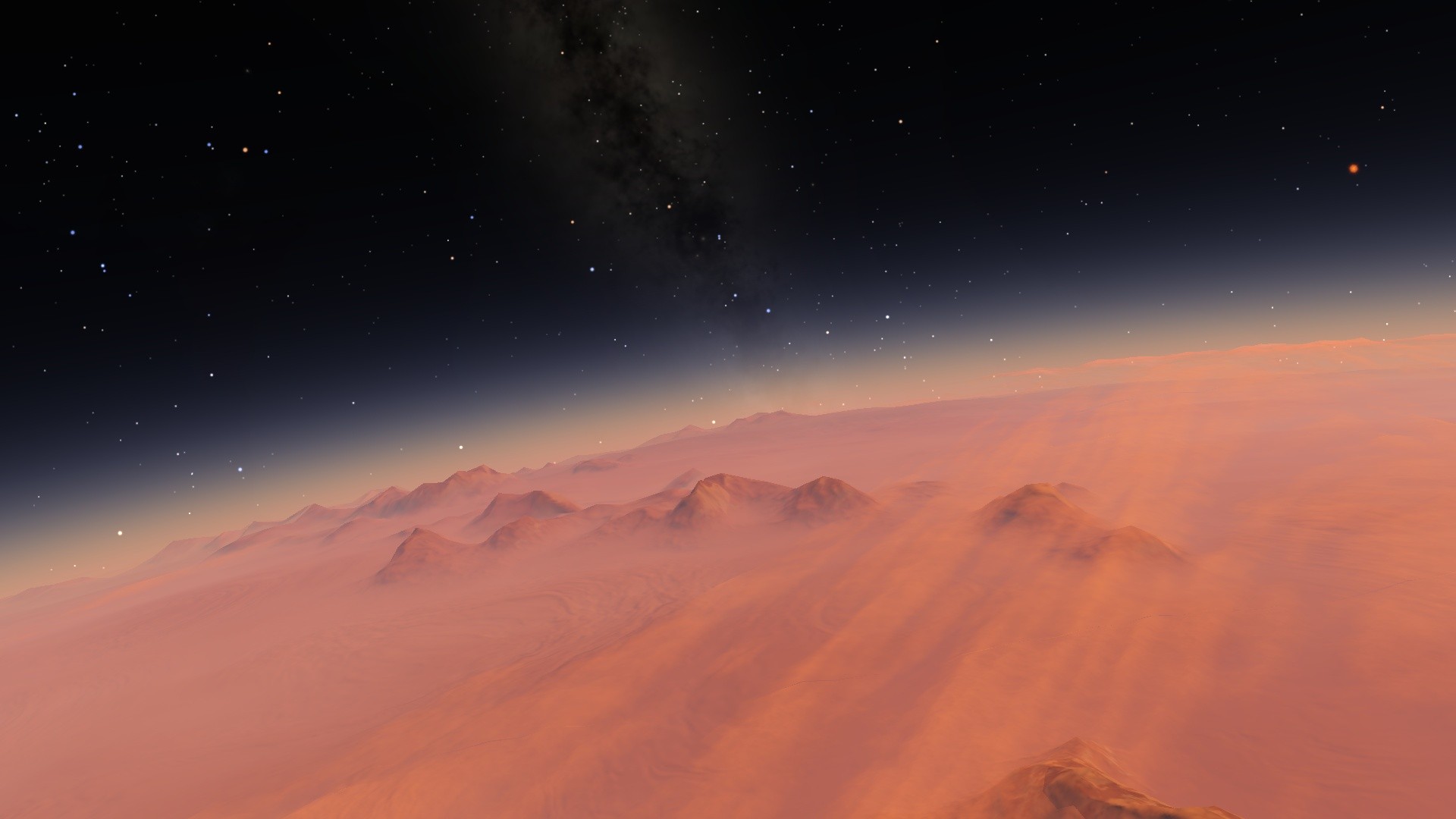 Space Engine Space Planet Orange Color Desert Stars Peak 1920x1080