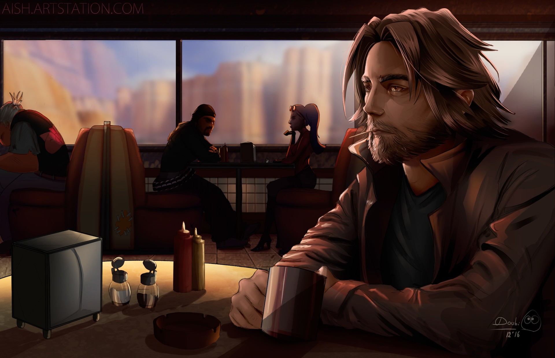 DoubiDoubi Jesse McCree Coffee Drawing Overwatch Reaper Overwatch McCree Overwatch Widowmaker Overwa 1920x1240