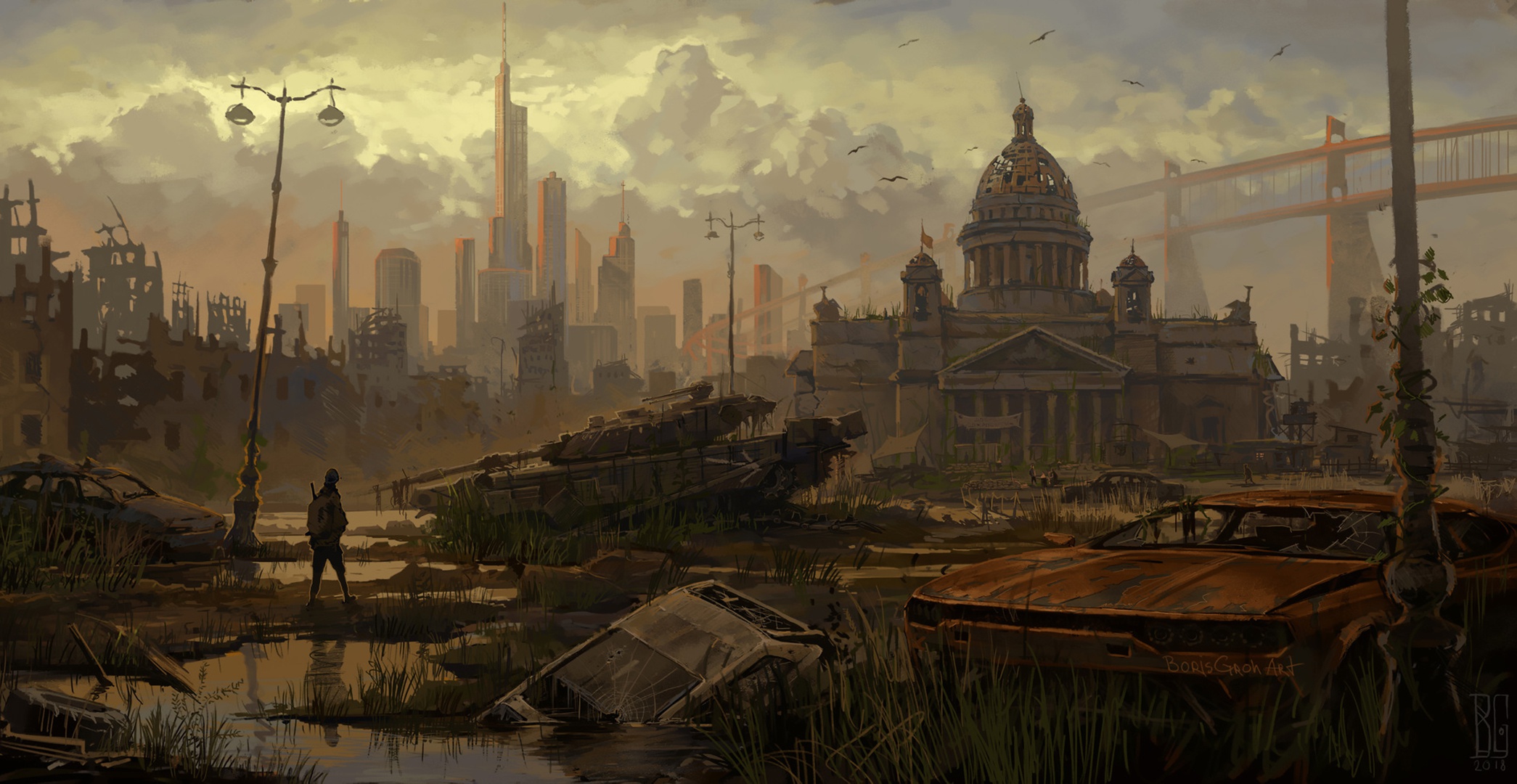 Futuristic Apocalyptic Cityscape Artwork Boris Groh 2090x1080