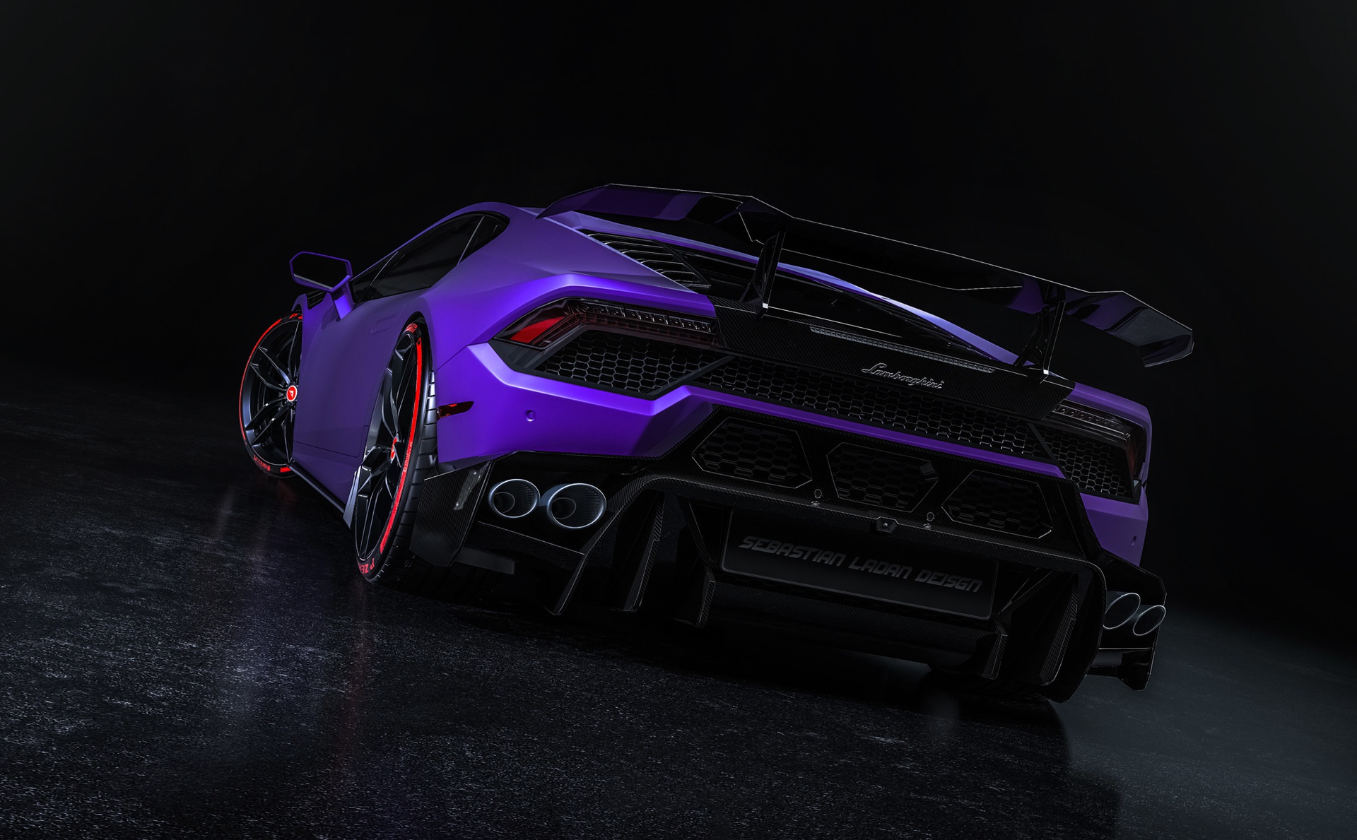 Purple Cars Dark Render Digital Art Car Lamborghini 1920x1189