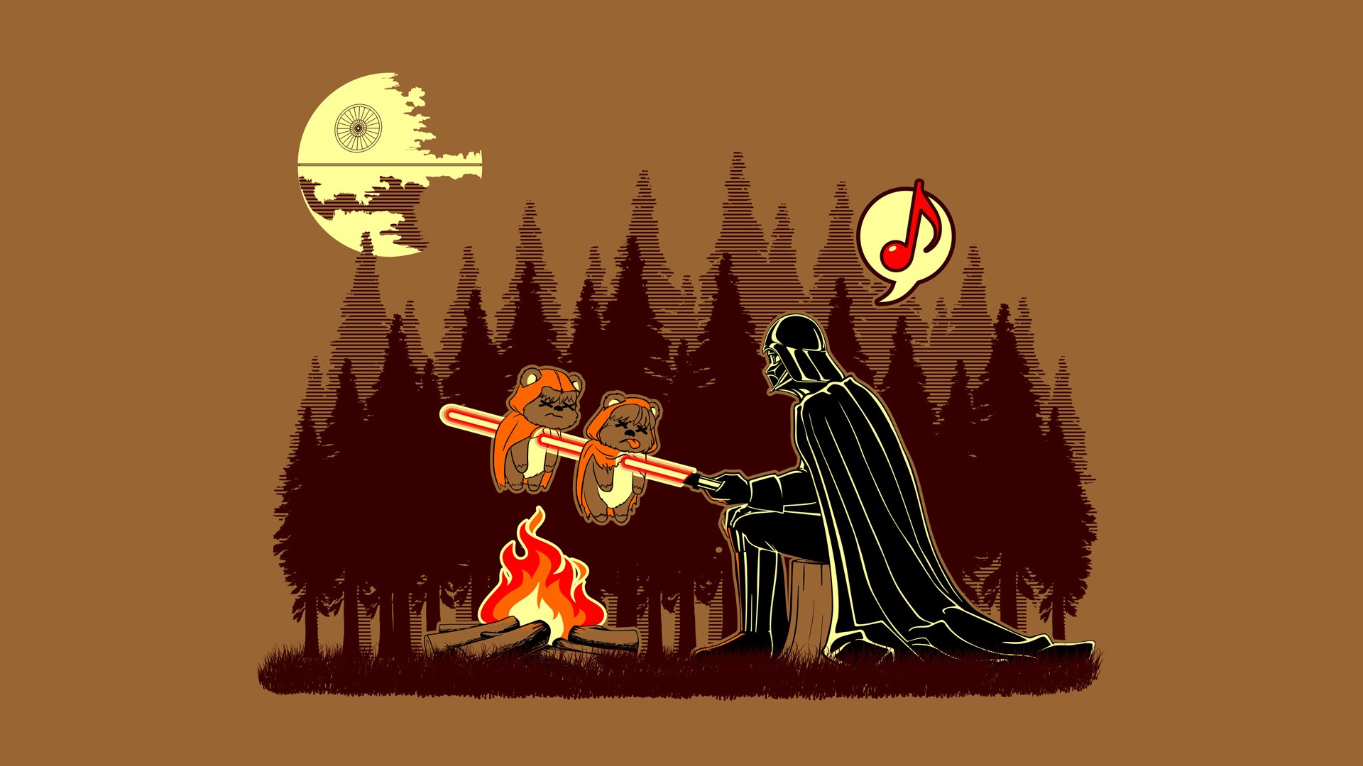 Humor Star Wars Darth Vader Ewok Dark Humor Simple Background Star Wars Humor 1920x1080