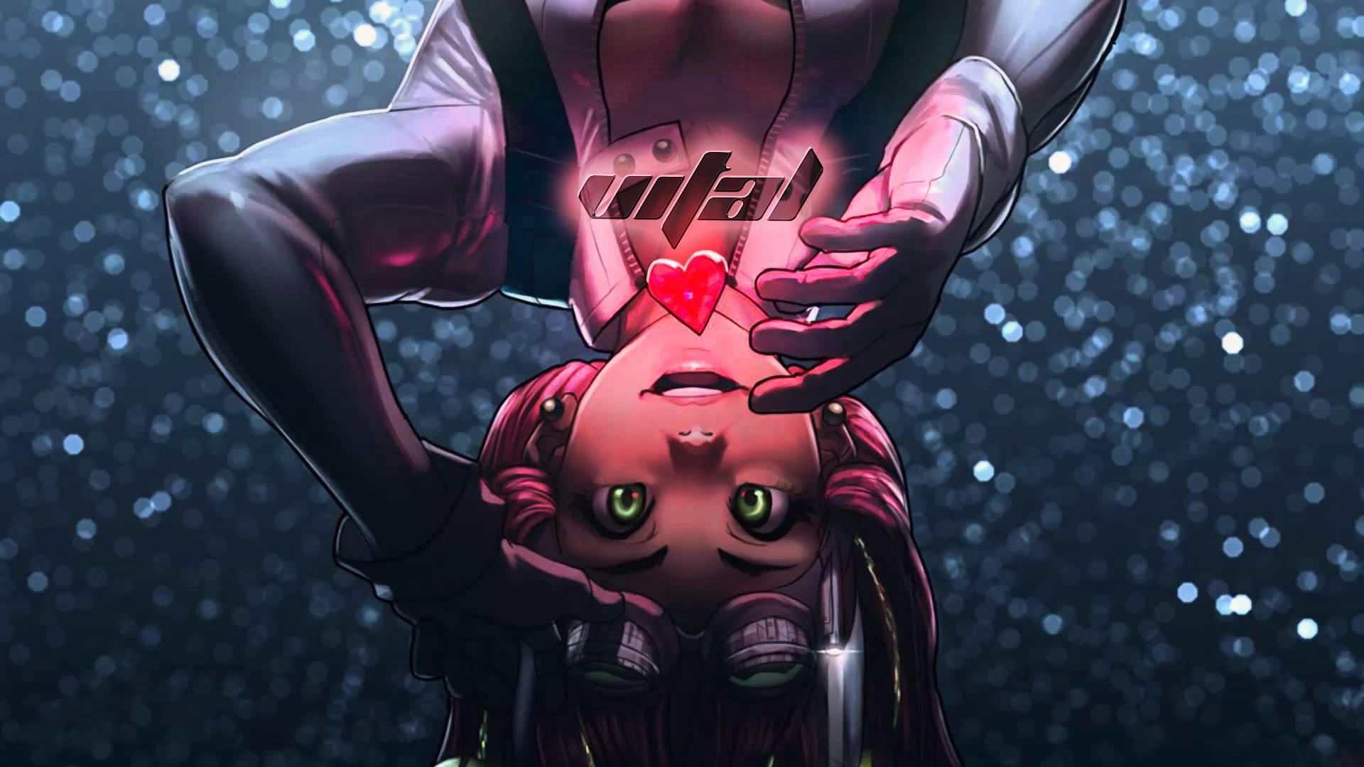 MitiS Anime Girls Anime Green Eyes Heart Design 1920x1080