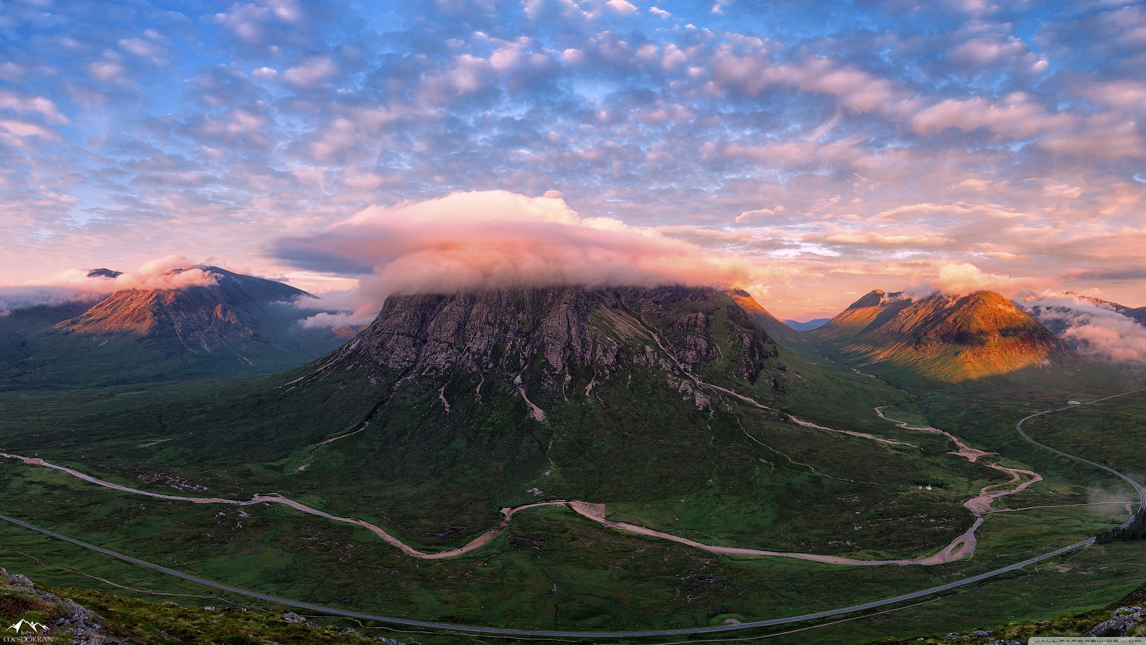 Nature Forest River Mountain Pass Clouds Landscape Sky Scottish Highlands 3840x2160