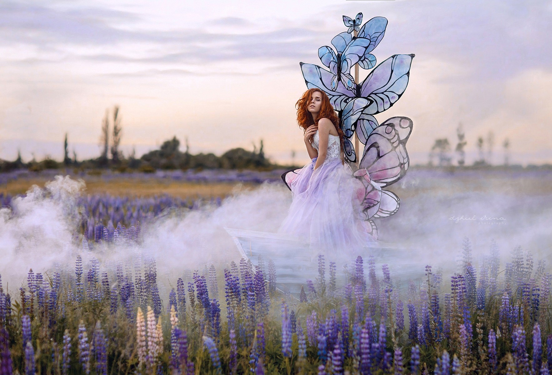 Irina Dzhul Women Outdoors Field Flowers 500px Redhead Women Fairy Tale Conceptual 1767x1200
