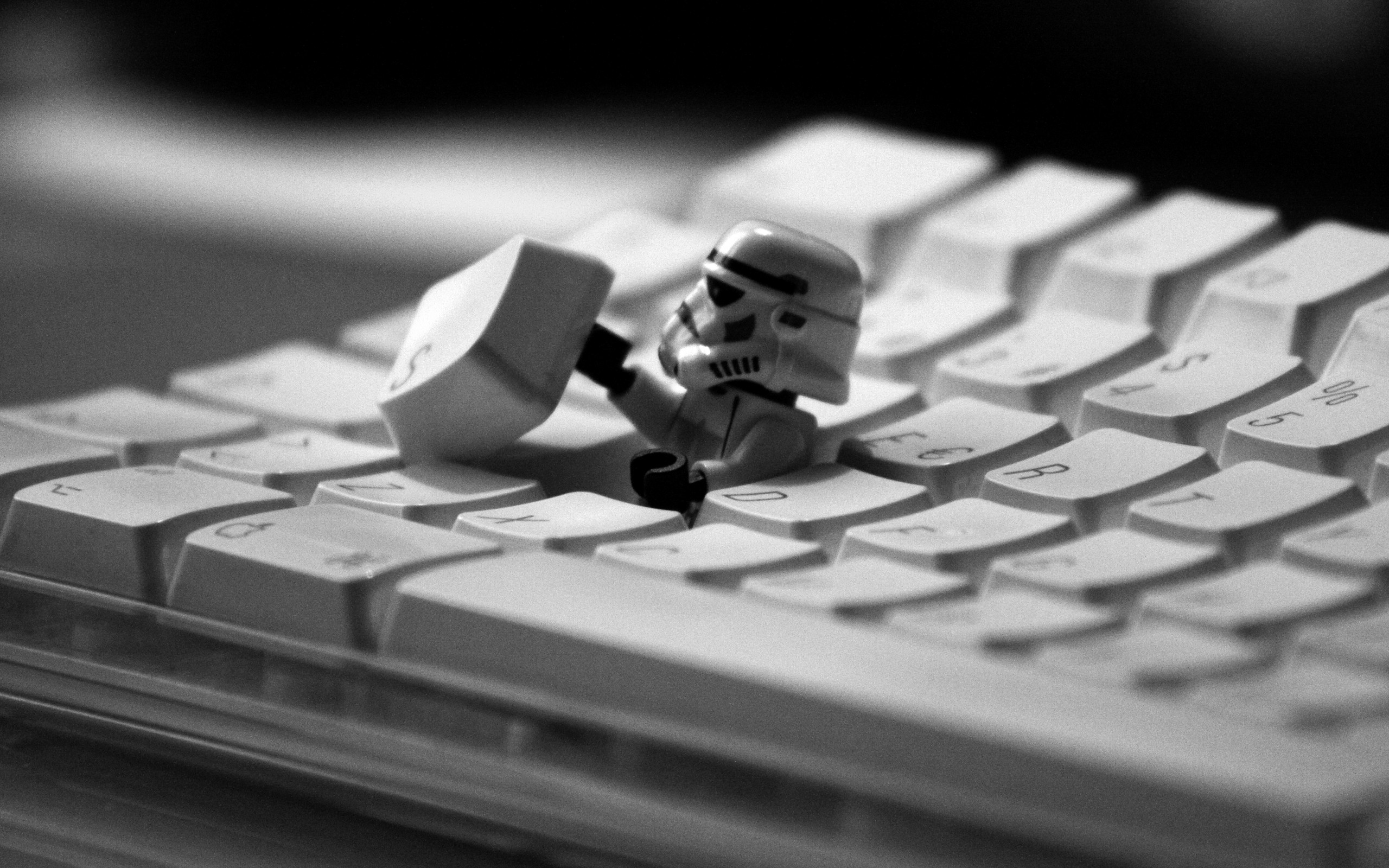 LEGO Keyboards Monochrome Humor Imperial Stormtrooper Star Wars Humor 2560x1600