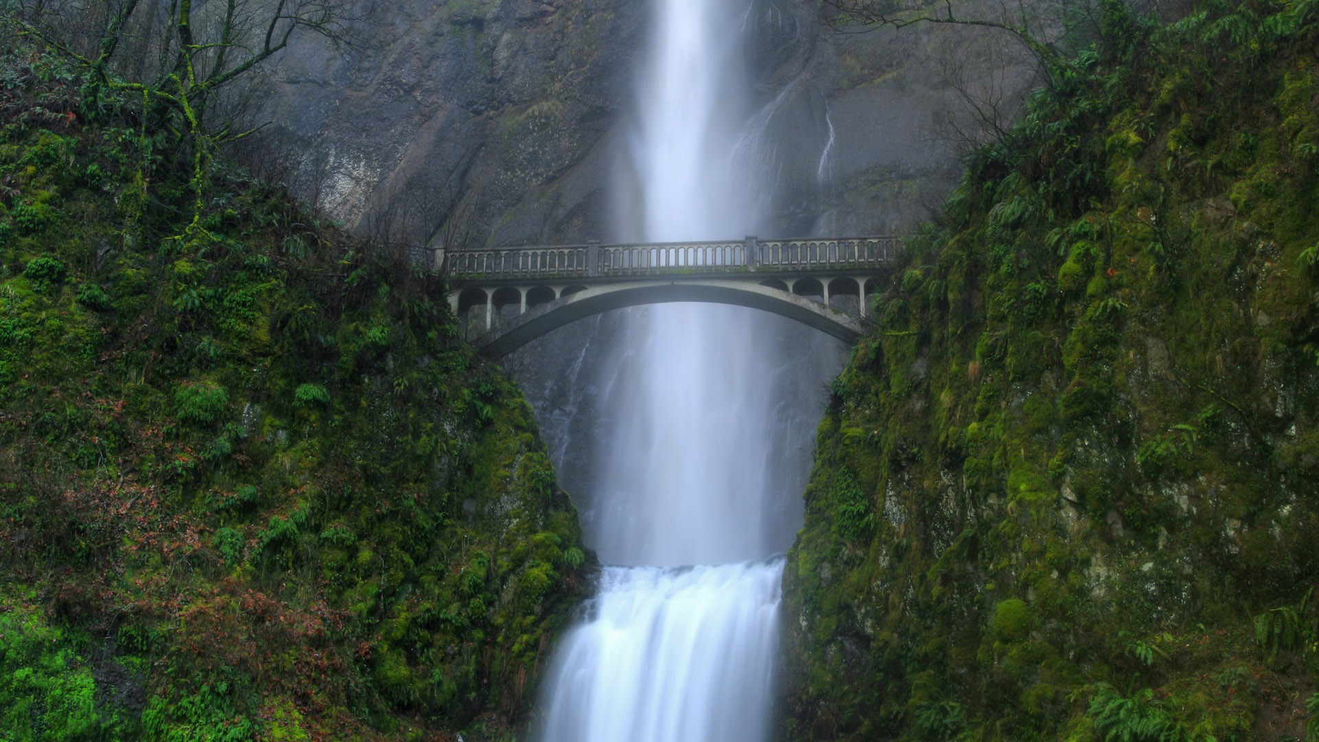 Nature Landscape Waterfall Bridge Multnomah Falls 1920x1080