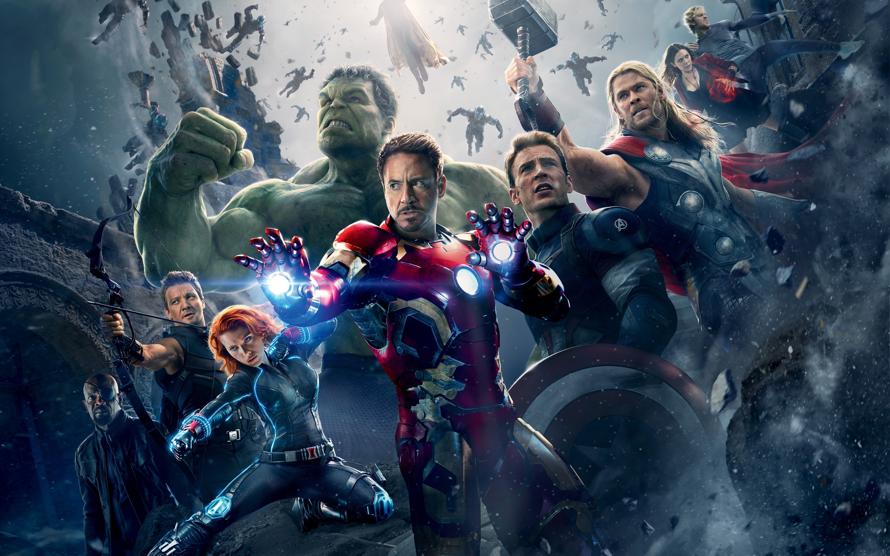 The Avengers Avengers Age Of Ultron Thor Chris Hemsworth Hulk Captain America Chris Evans Hawkeye Bl 2880x1800
