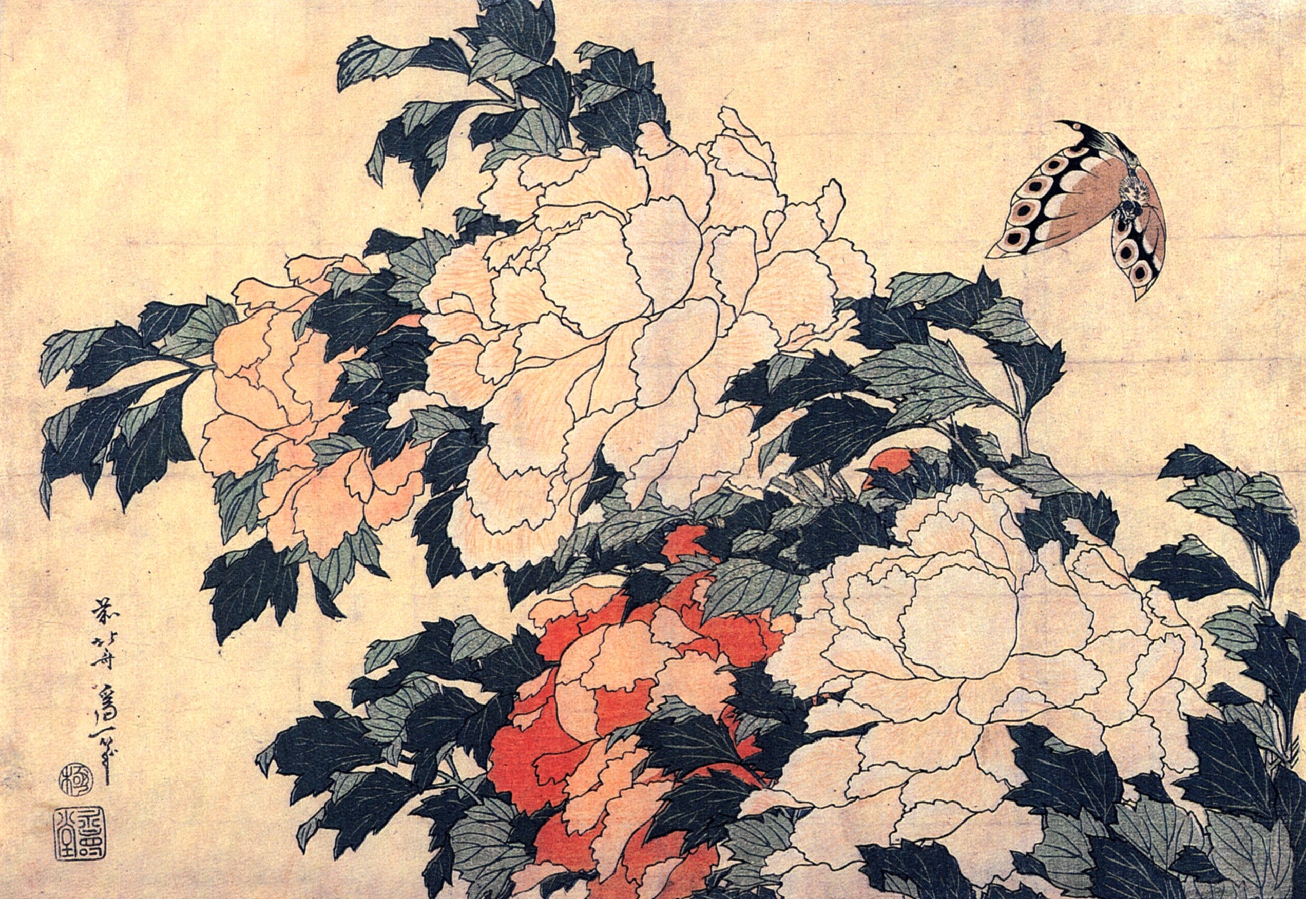 Hokusai Ink Artwork Plants 2544x1752