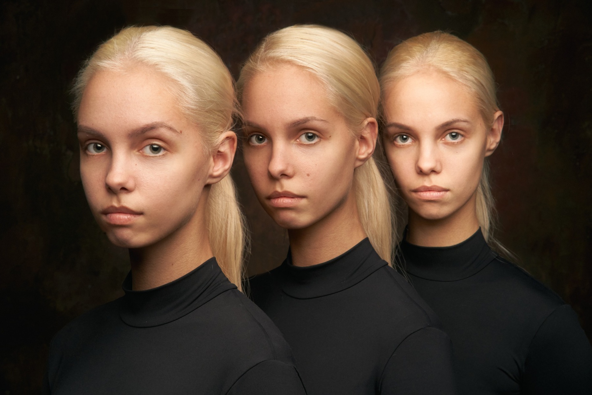 Sisters Blonde Triplets Women Model Portrait Face 1920x1280