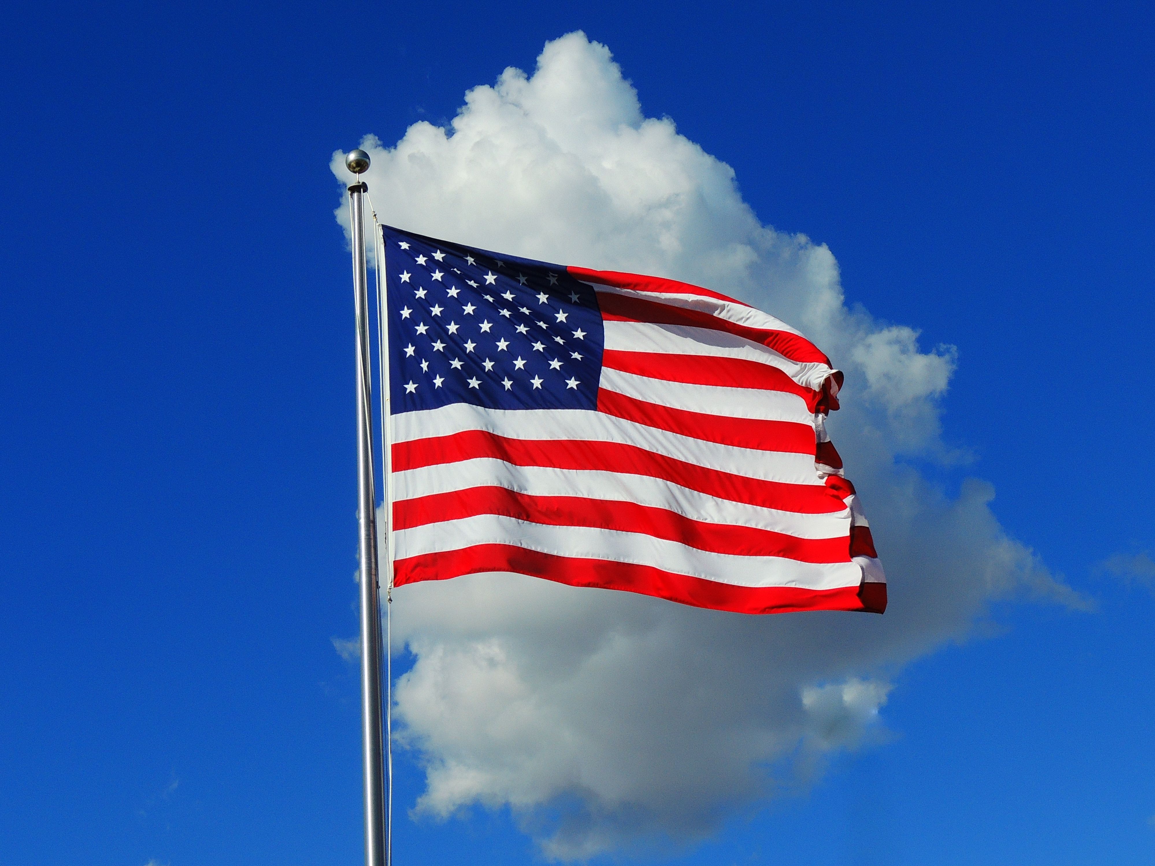 American Flag Flag Cloud Sky Blue 3997x2998