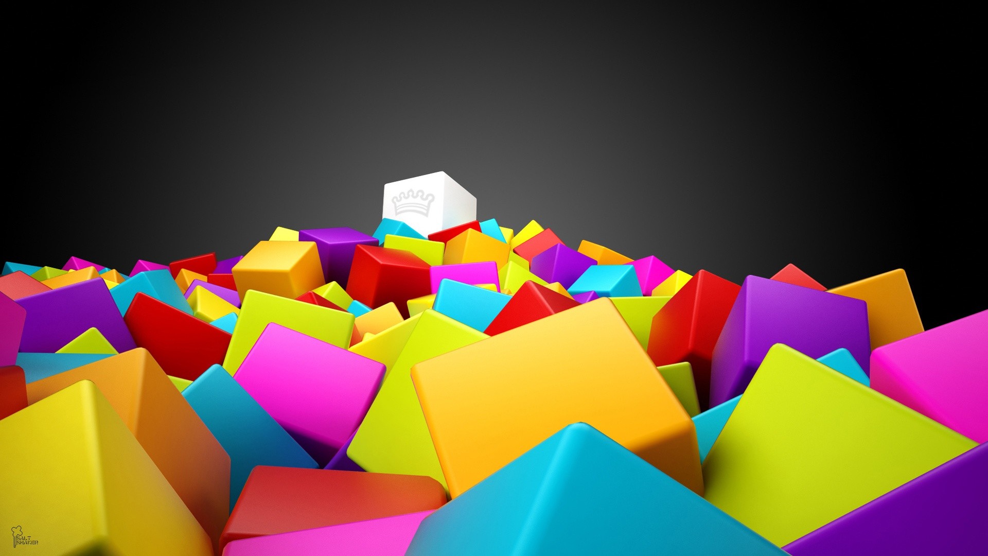 Cube Render Colorful 3D Blocks Digital Art 1920x1080