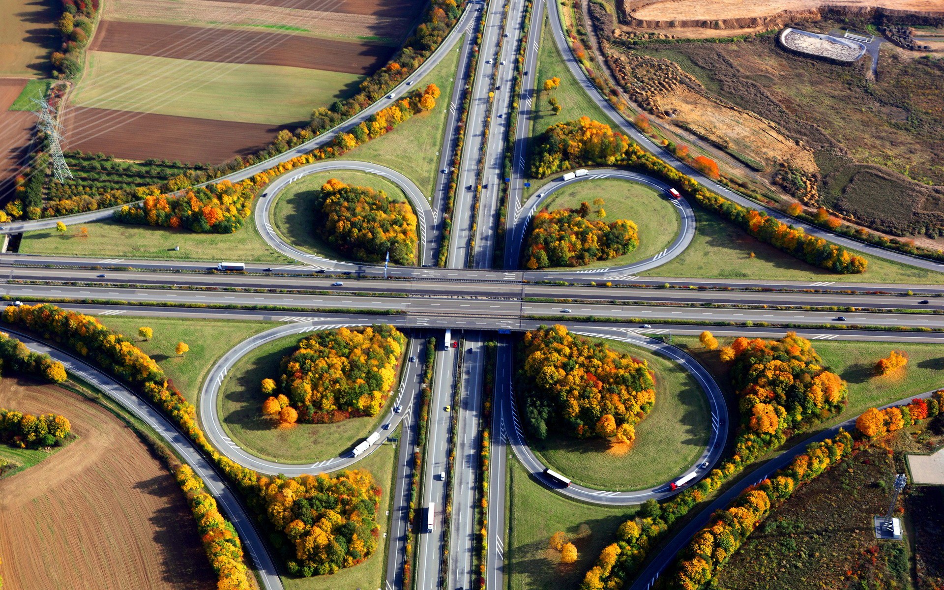 Road Intersections Car Landscape Trees Fall Highway 1920x1200