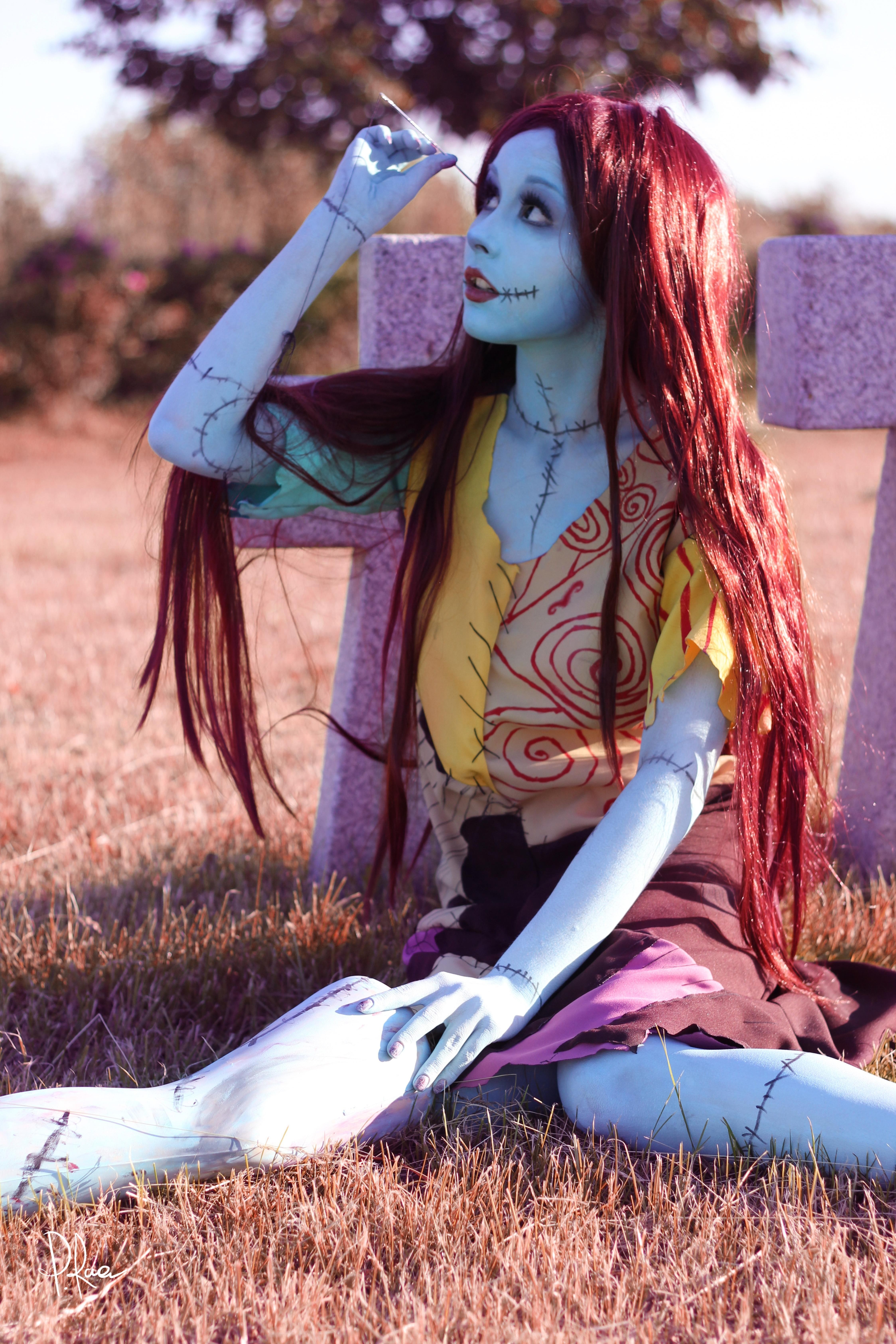 Women The Nightmare Before Christmas Sally Cosplay Redhead Long Hair Corpse Tombstones Cemetery 4493x6739