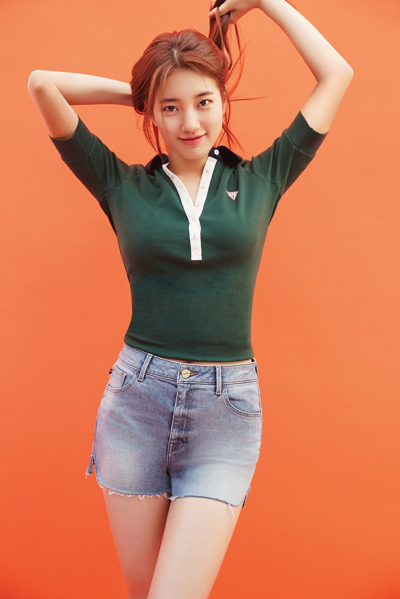 Suzy Bae Suzy Asian Korean K Pop South Korea Portrait Looking At Viewer Redhead Hair Hands On Head H 1280x1919