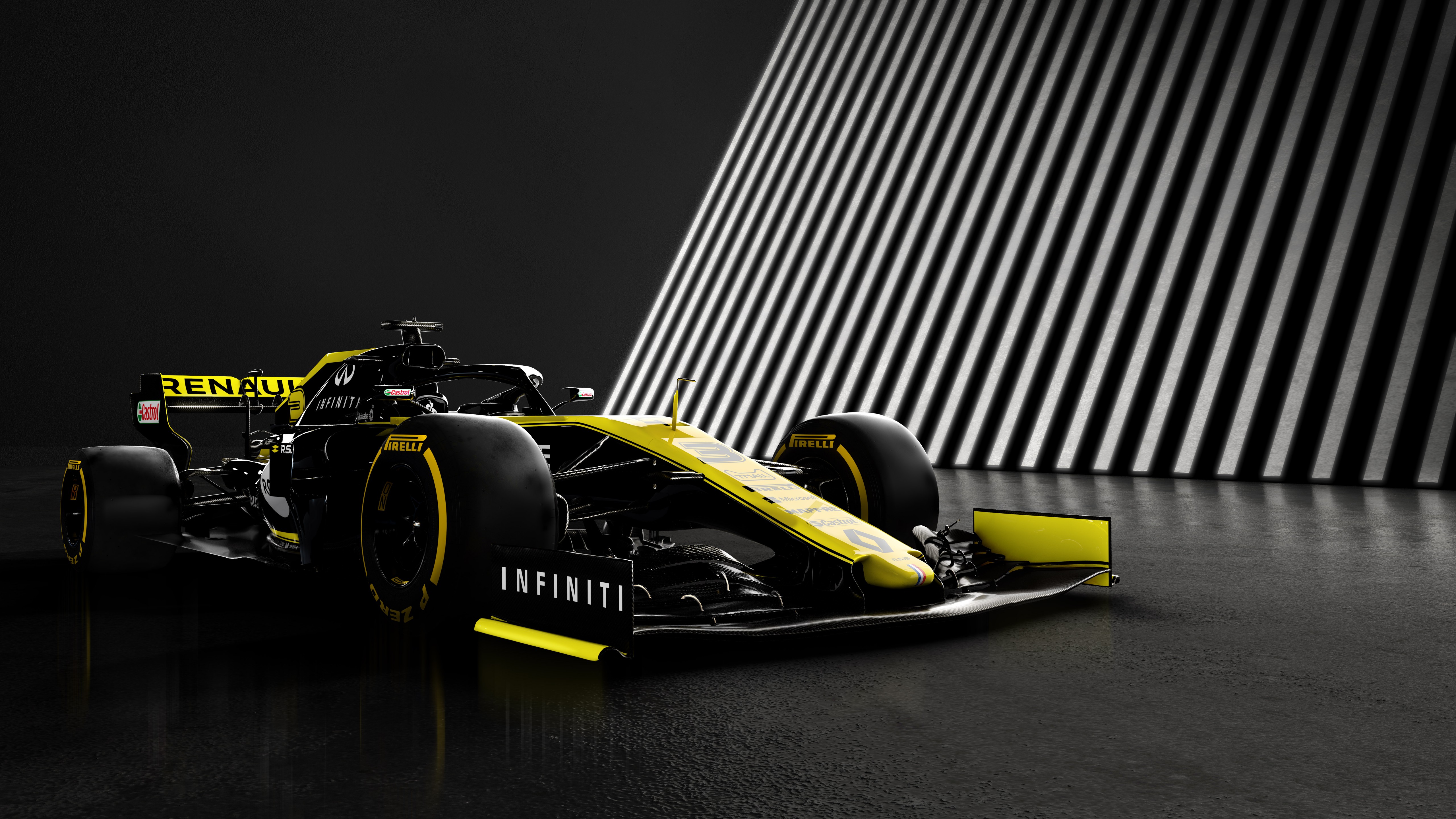 Renault R S 19 Formula 1 Vehicle 2019 Yellow Cars Black Formula Cars Front Angle View 5120x2880
