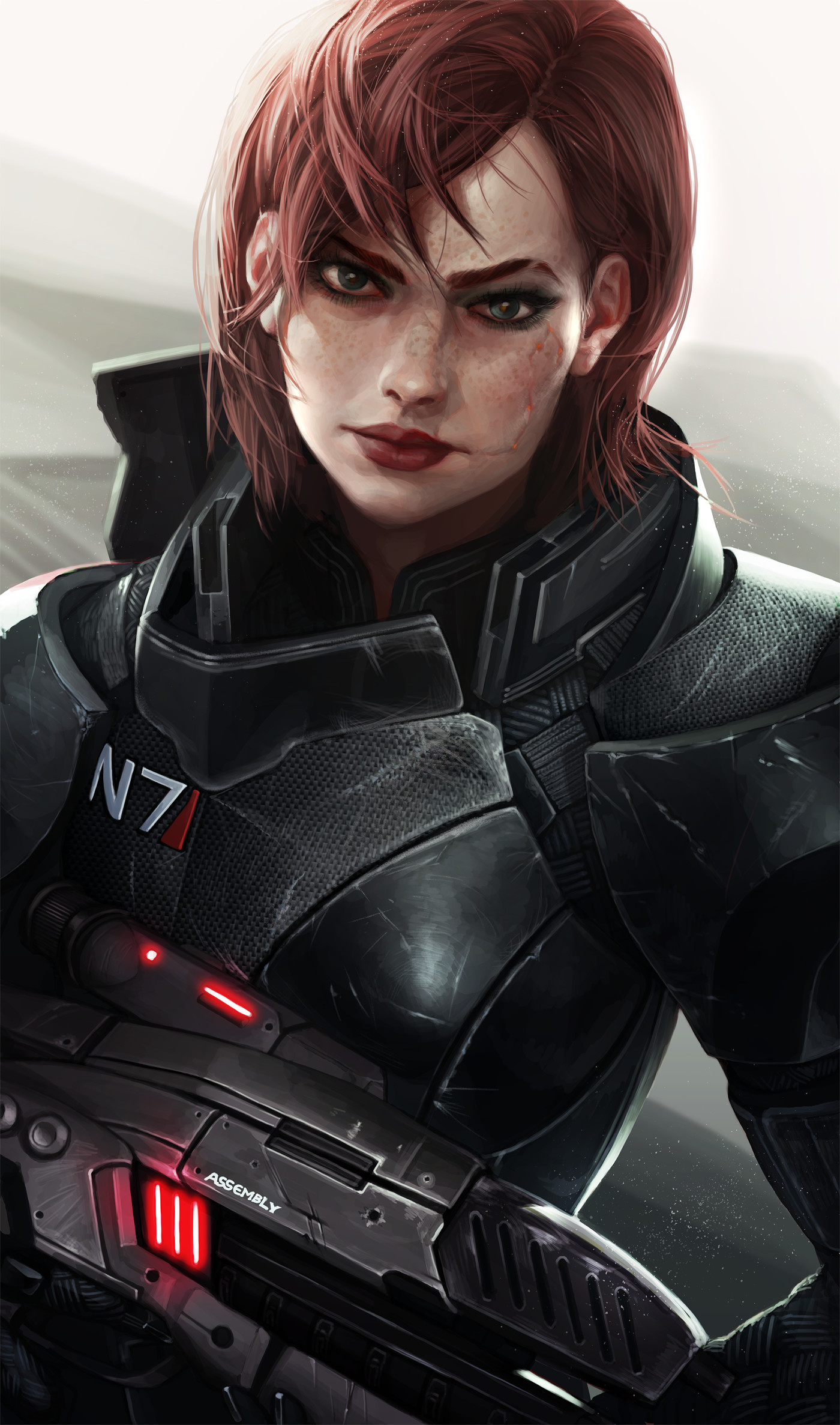 Warrior Futuristic Gun Mass Effect Girls With Guns Science Fiction Video Games Commander Shepard Jan 1400x2373