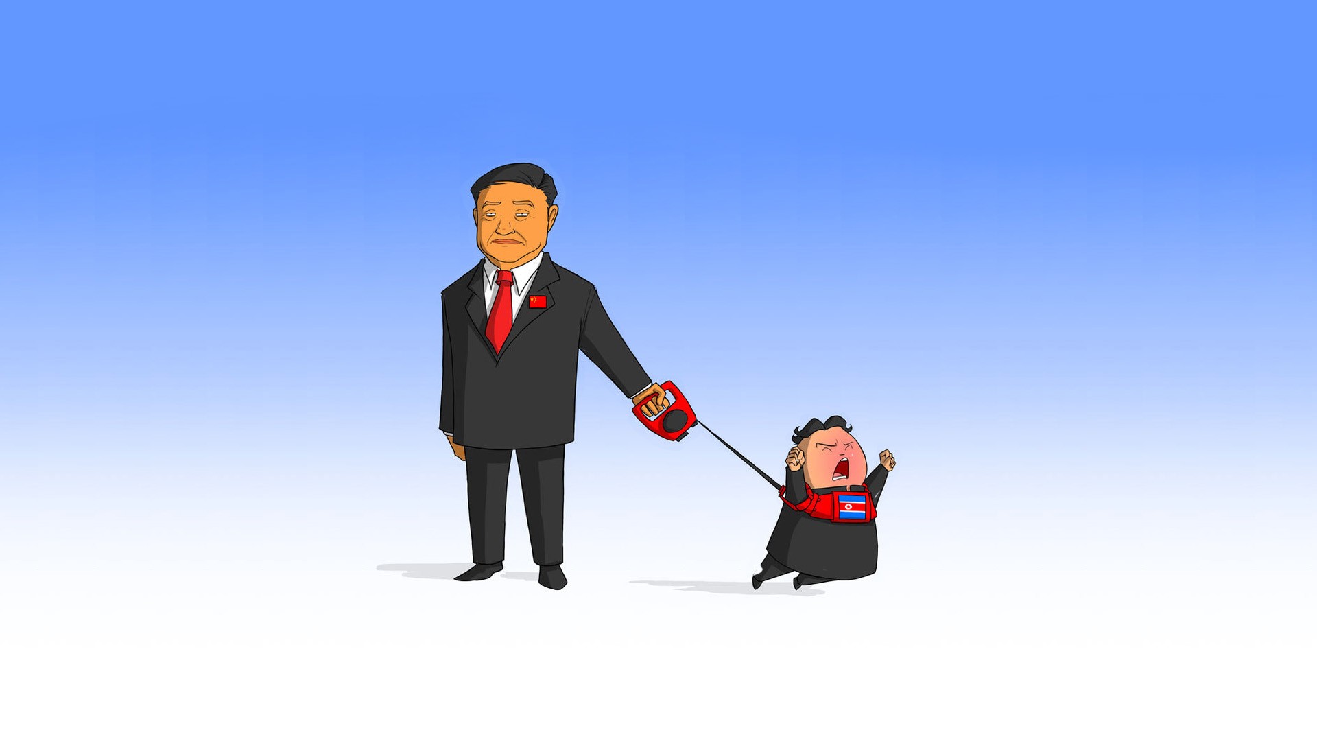 China North Korea Cartoon Leash Propaganda 1920x1080
