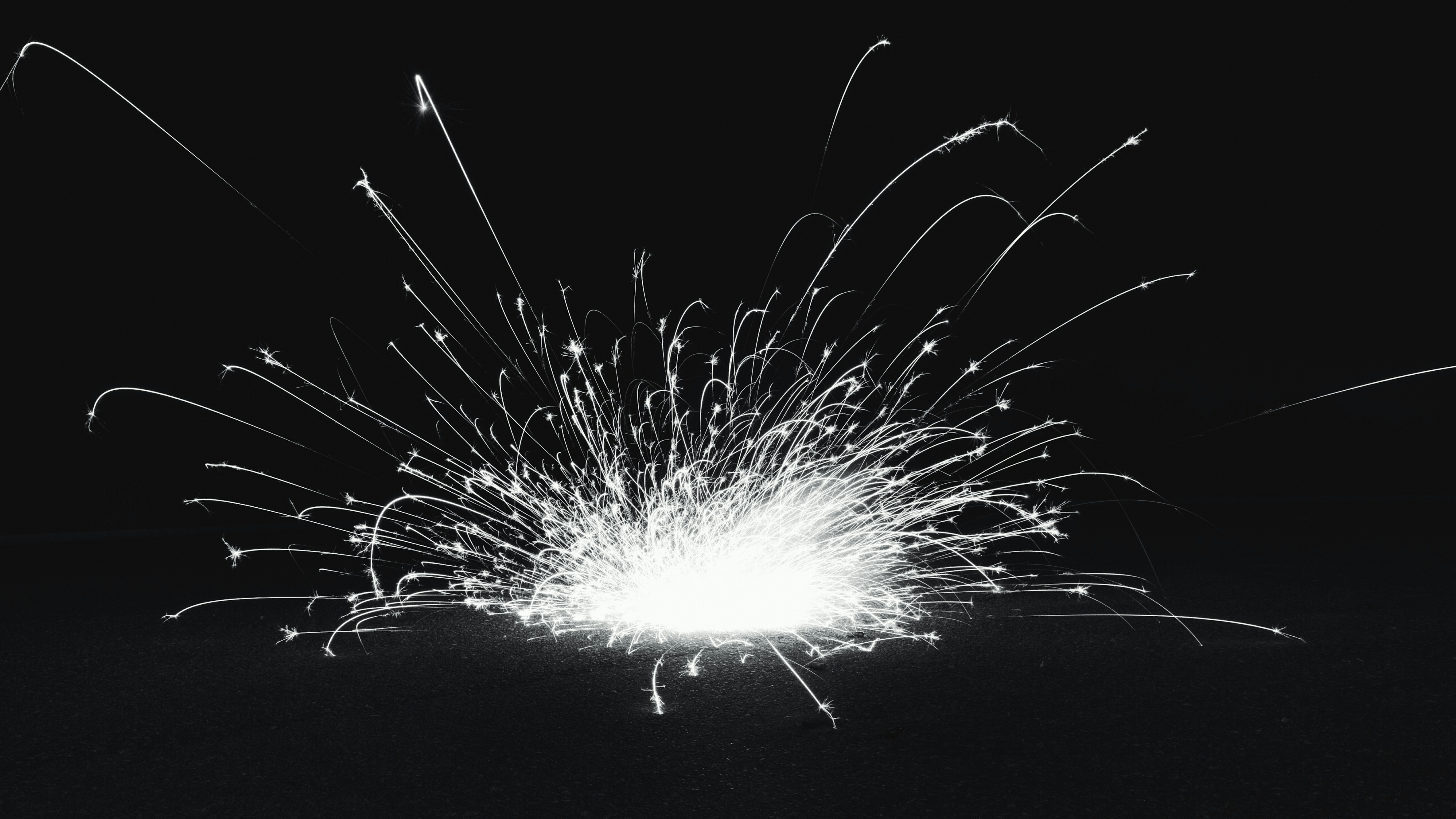 Sparkler Fireworks Monochrome Abstract Photography 4742x2667