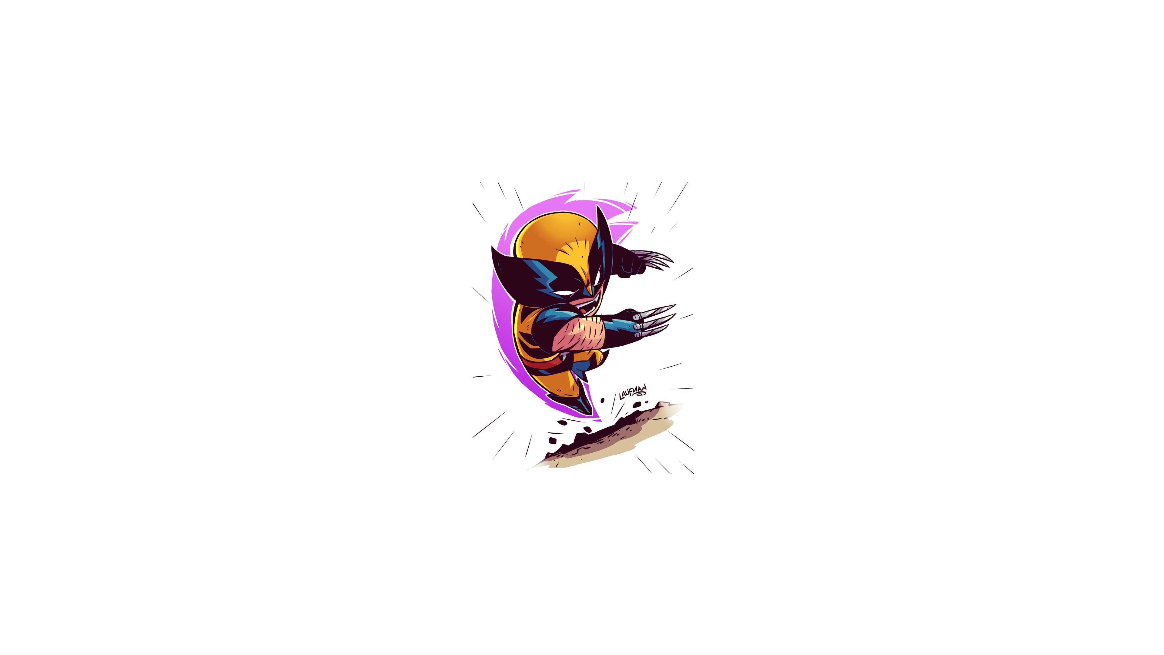 Chibi Minimalism Wolverine Marvel Comics Marvel Heroes Marvel Super Heroes Derek Laufman 3840x2160