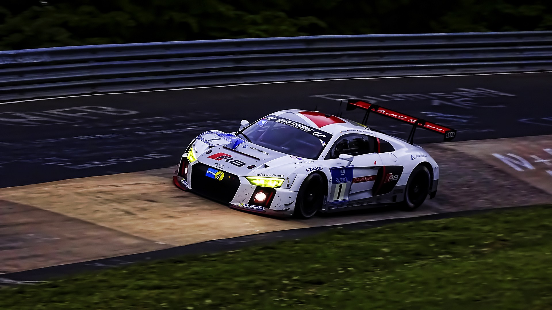 Race Cars Audi R8 Audi R8 Type 4S Front Angle View Car Supercars Race Tracks Nurburgring Nurburgring 1920x1080