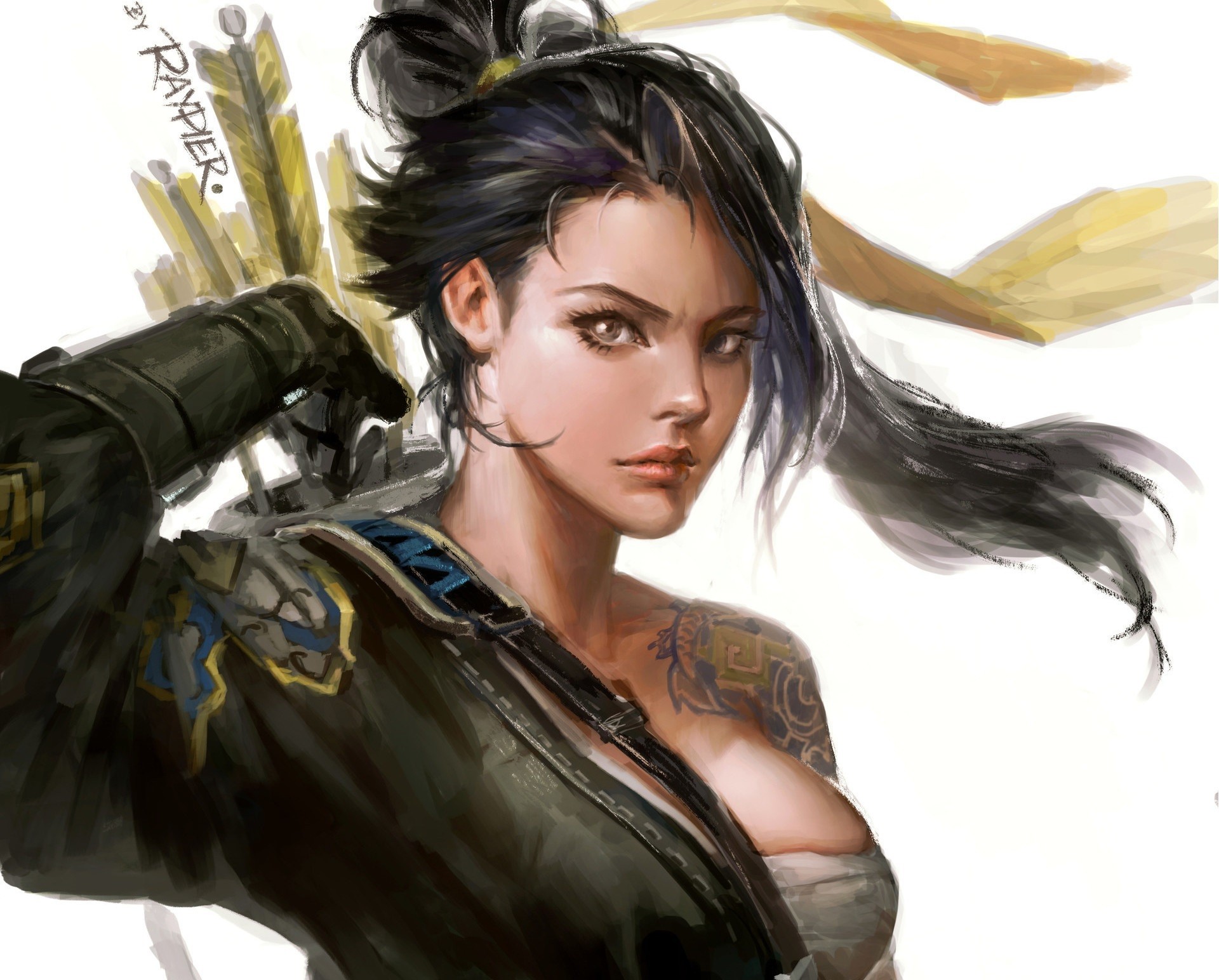 Fantasy Art Fantasy Girl Hanzo Overwatch Overwatch Genderswap Women 1920x1544