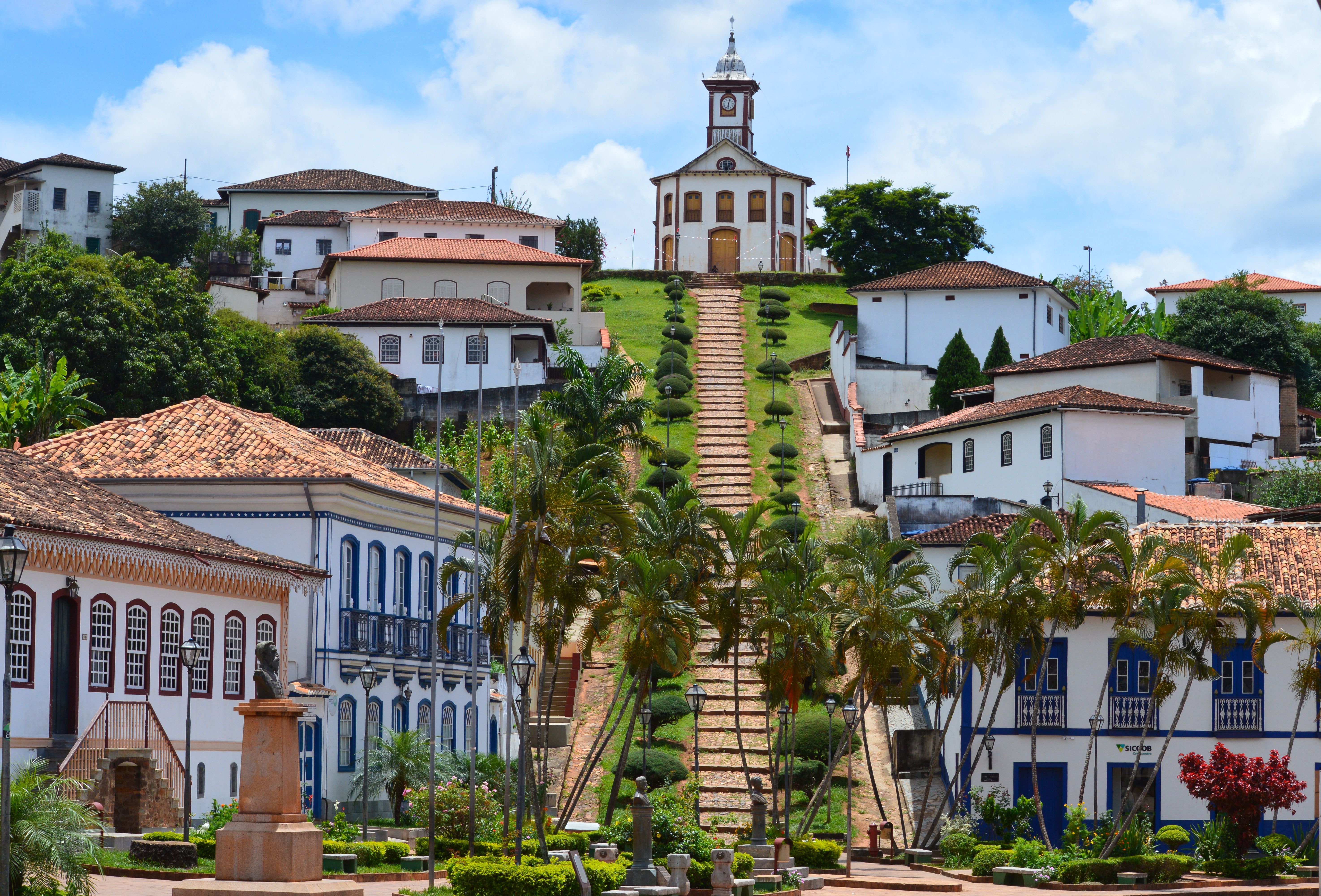 Village Brazil Minas Gerais Church Baroque Palm Trees 5898x4000