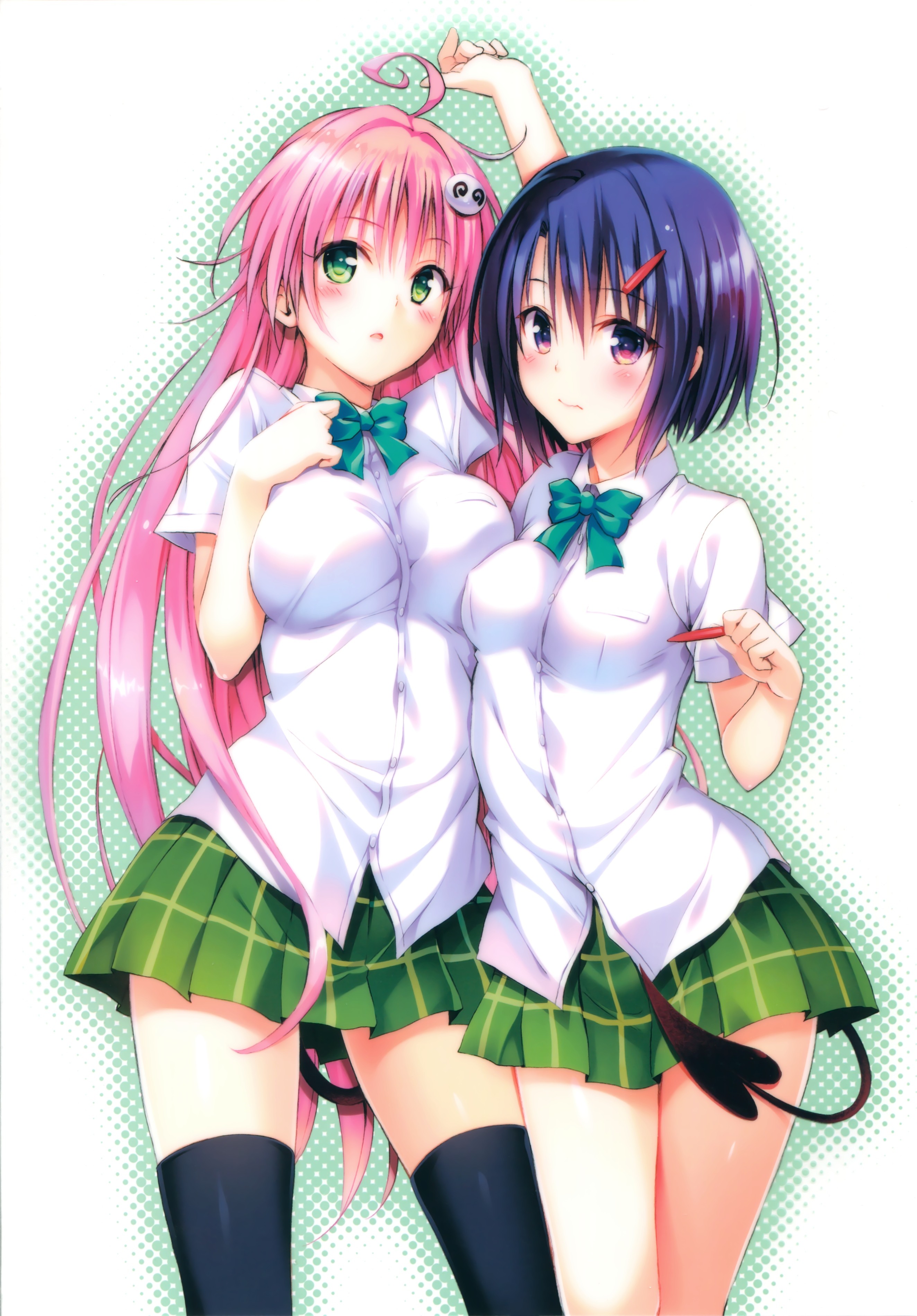 To Love Ru Anime Anime Girls Sairenji Haruna Lala Satalin Deviluke Pink Hair Blue Hair 2647x3800