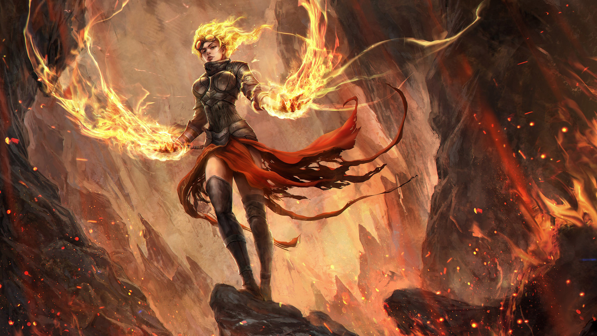 Chandra Nalaar Magic The Gathering Digital Art Fire 1920x1080