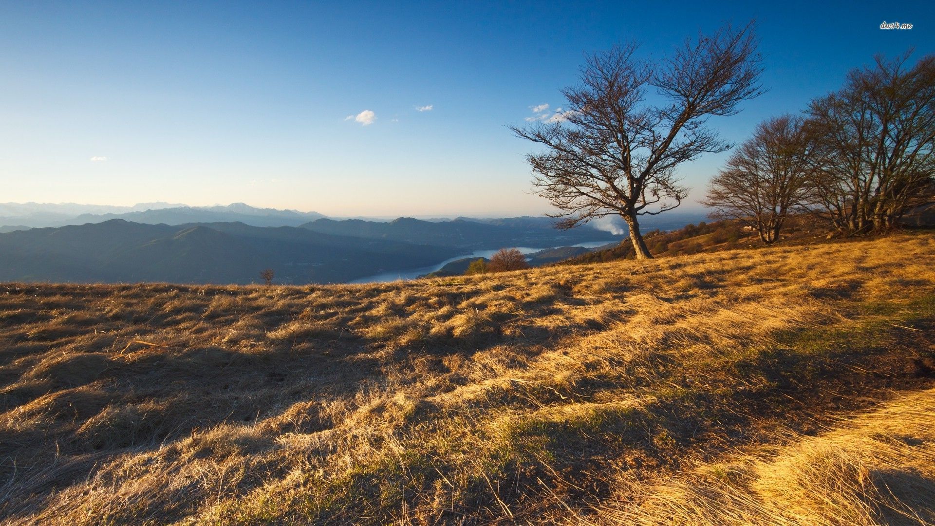 Nature Mountains Trees Desert Landscape Clouds Summer River Grass Dry Grass Photography 1920x1080