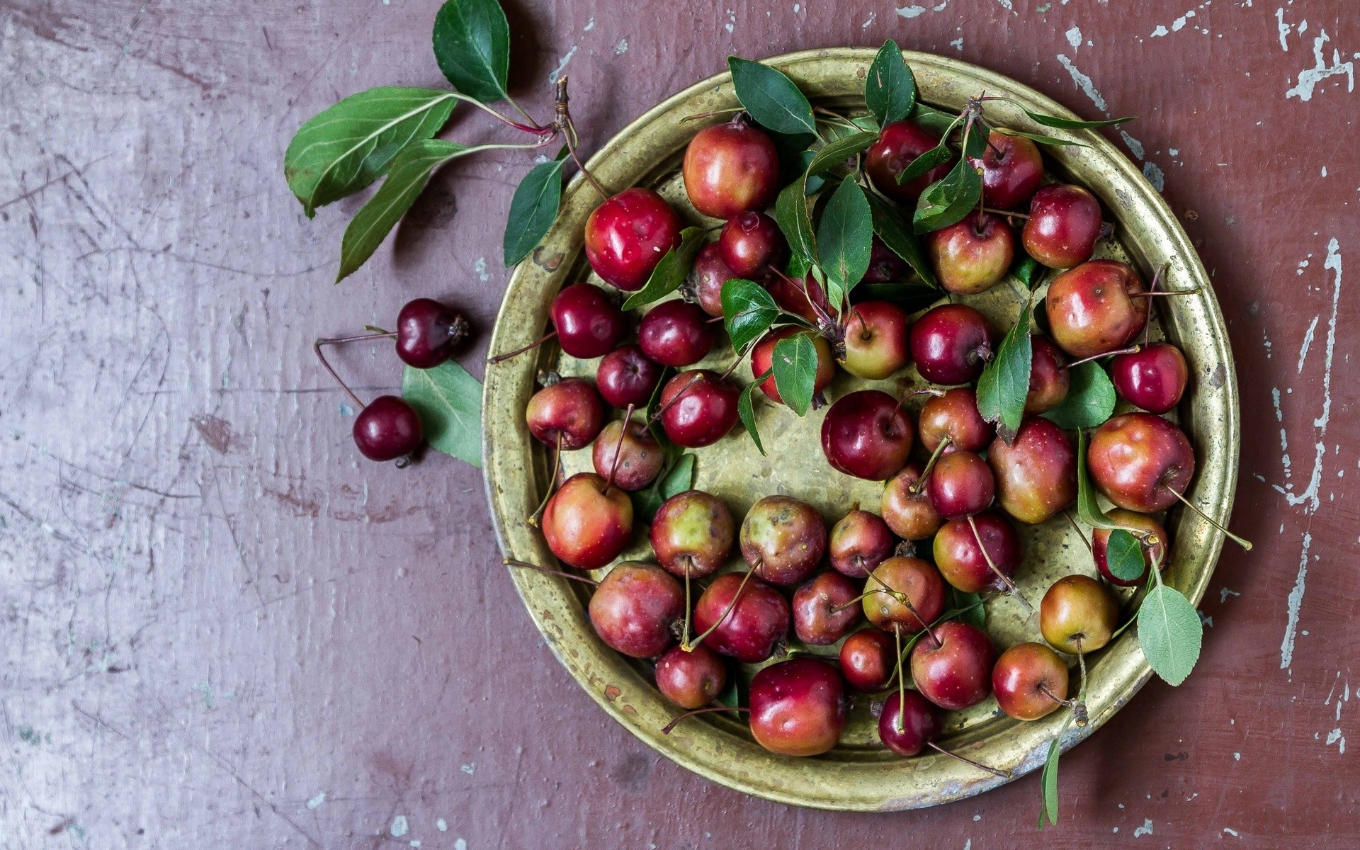 Food Lunch Cherries Food Plates Top View Red 1920x1200