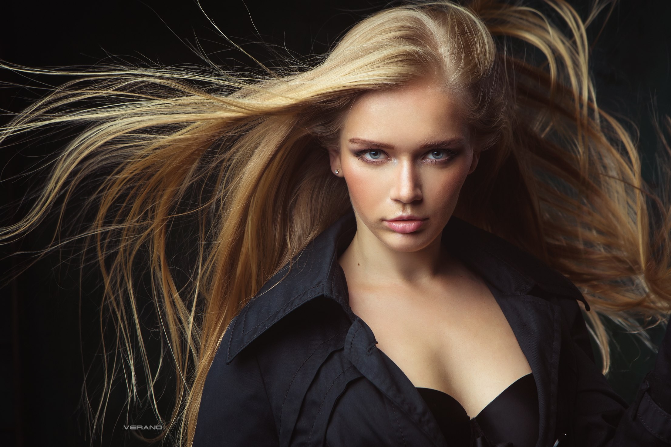 Yulia Vasilieva Women Model Straight Hair Long Hair Portrait Simple Background Blue Eyes Nikolas Ver 2212x1475