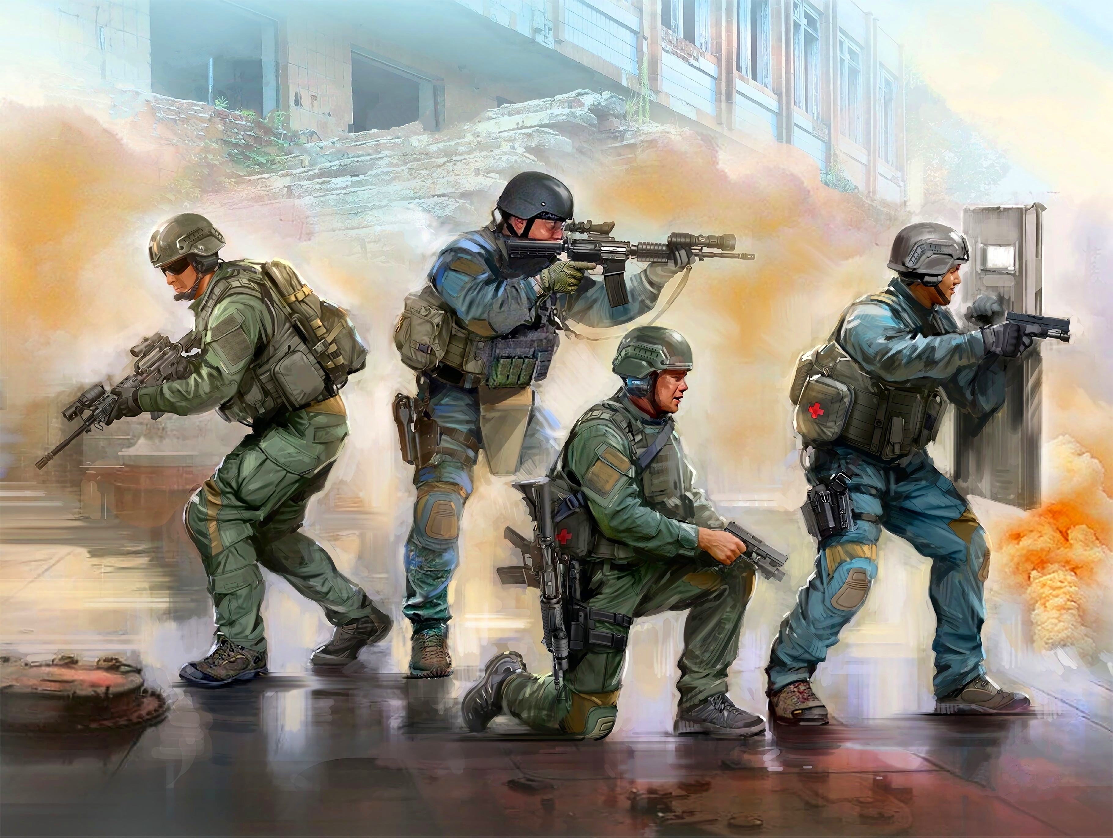 SWAT Men Artwork Weapon USA Police Special Forces 3640x2740