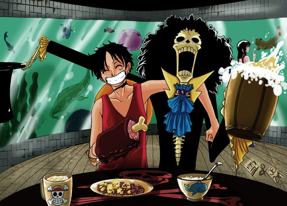 One Piece Monkey D Luffy Brook Anime 1200x860