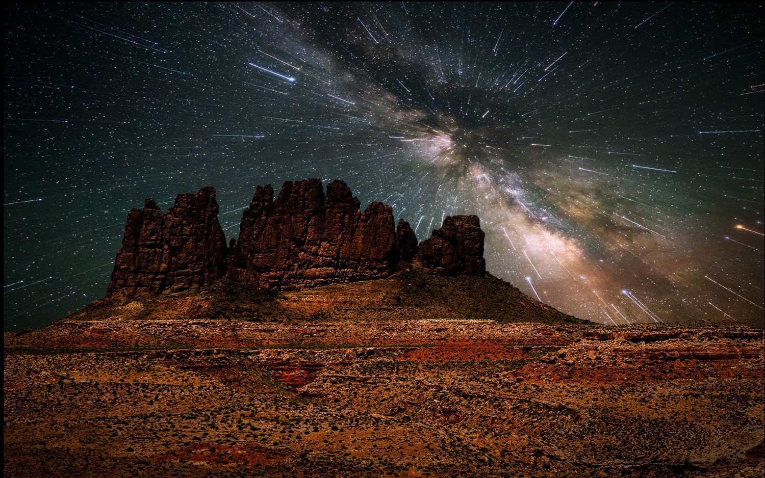 Nature Landscape Desert Starry Night Long Exposure Milky Way Galaxy Mountains Universe Space Erosion 1500x938
