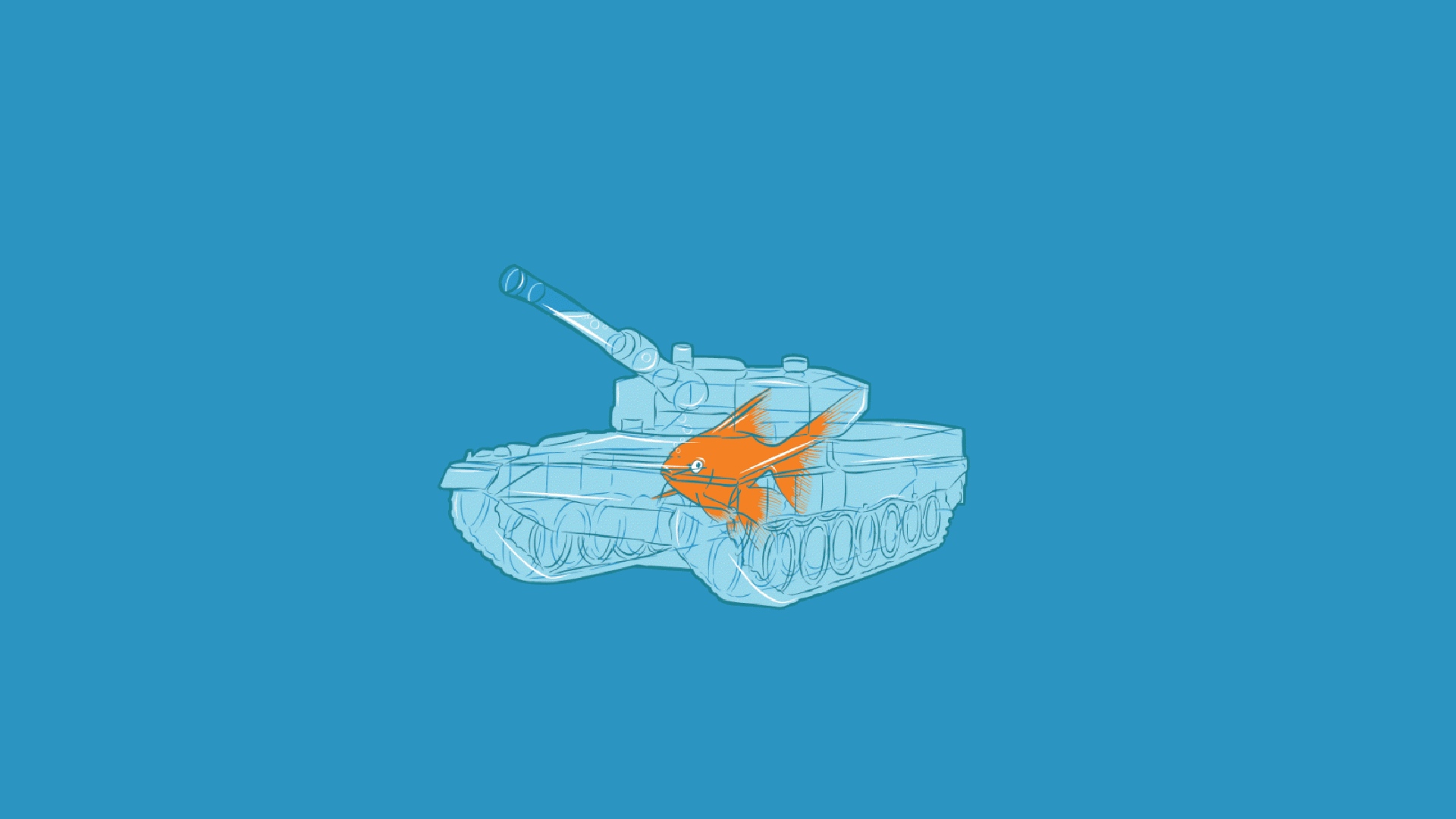 Tank Minimalist Fish Blue 1920x1080