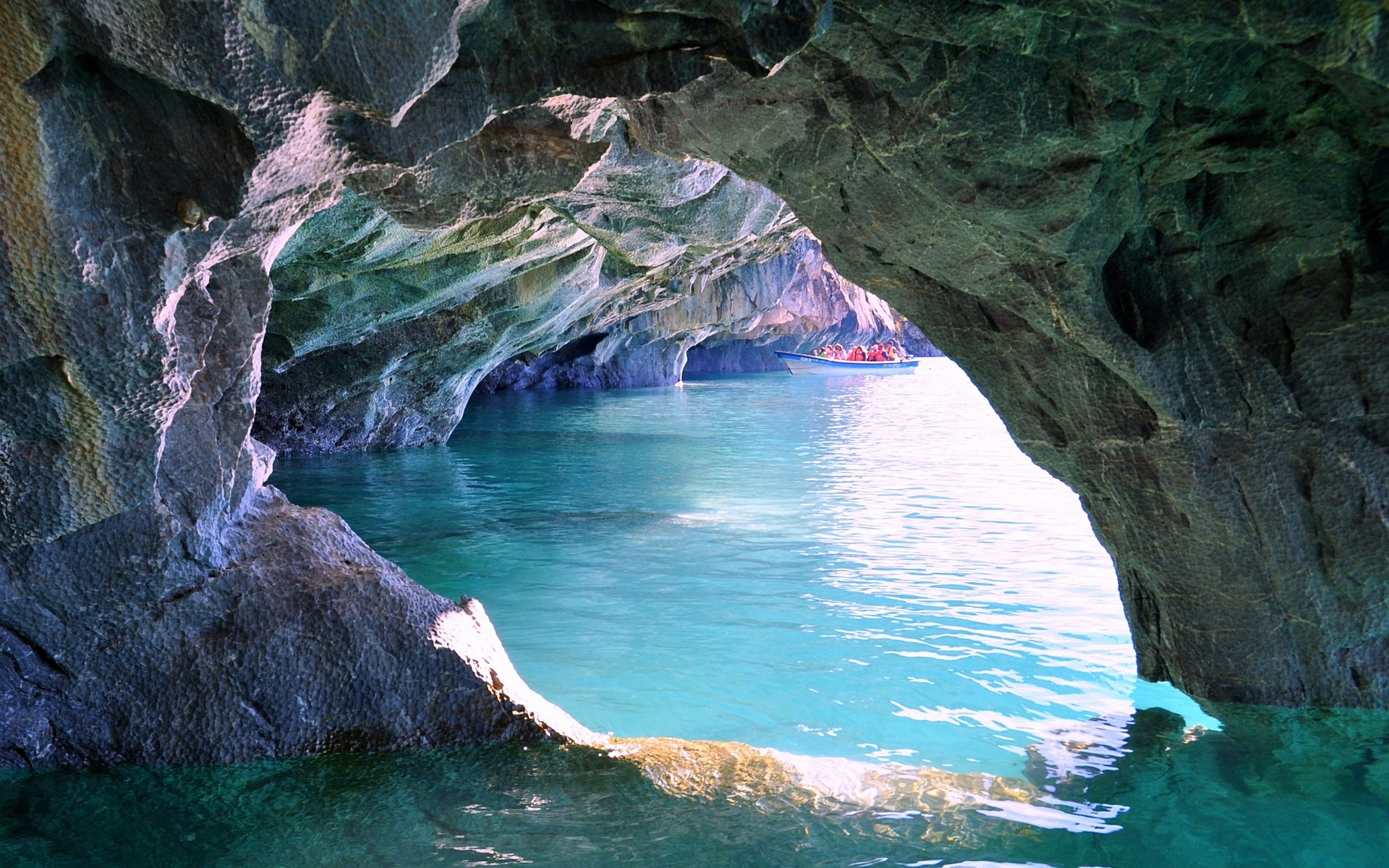 Nature Landscape Chile Lake Cave Rock Erosion Water Turquoise 1920x1200